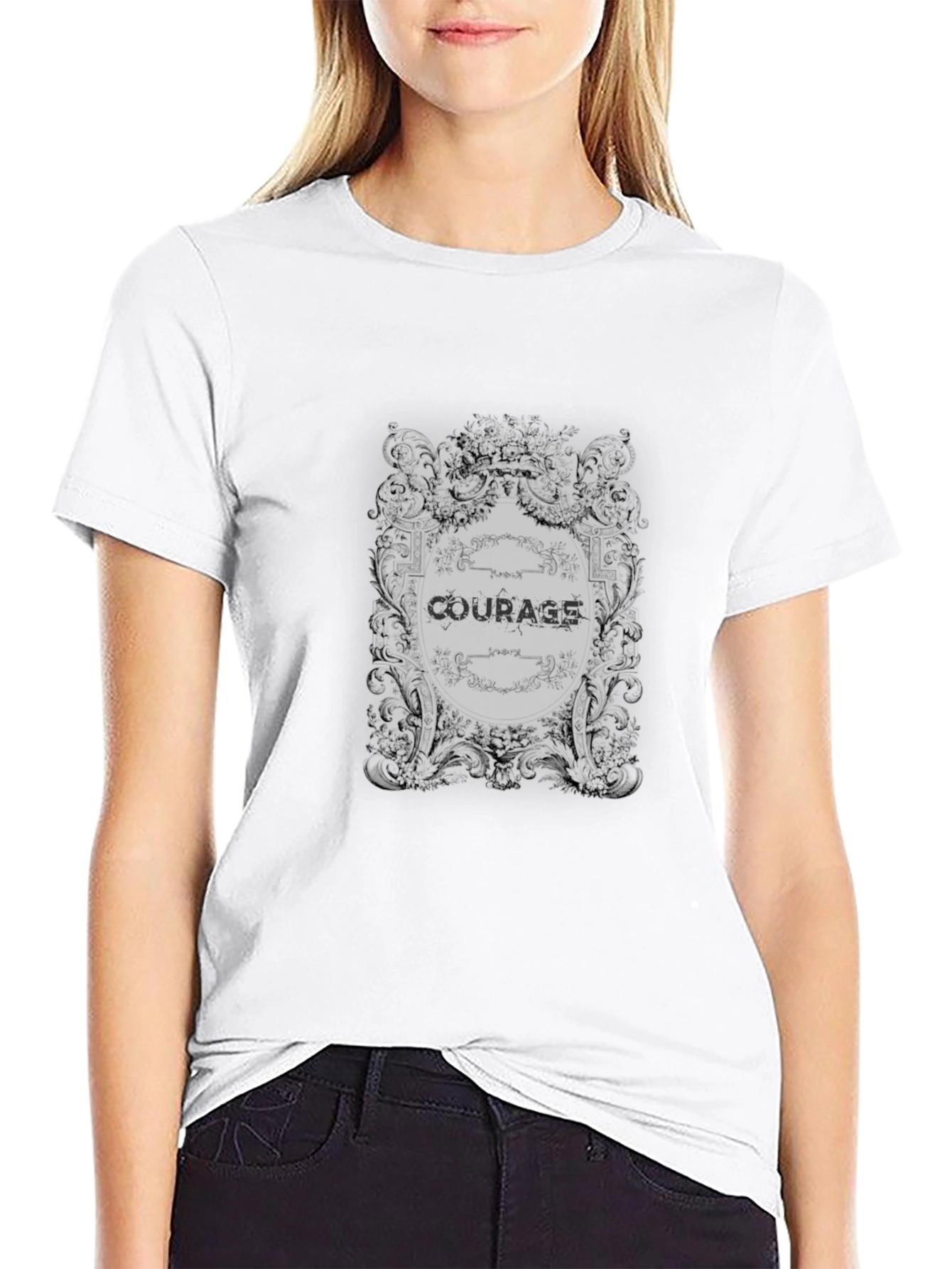 Courage Tee - Ornate Graphic Black T-Shirt