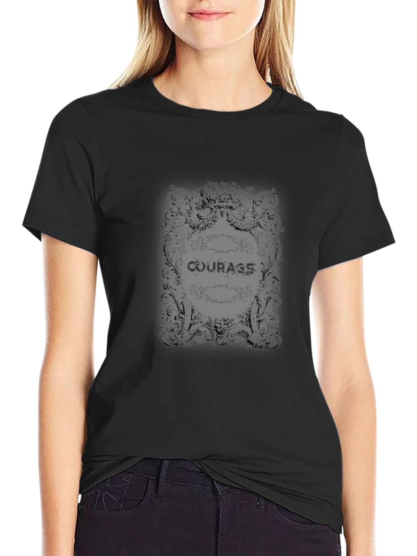 Courage Tee - Ornate Graphic Black T-Shirt