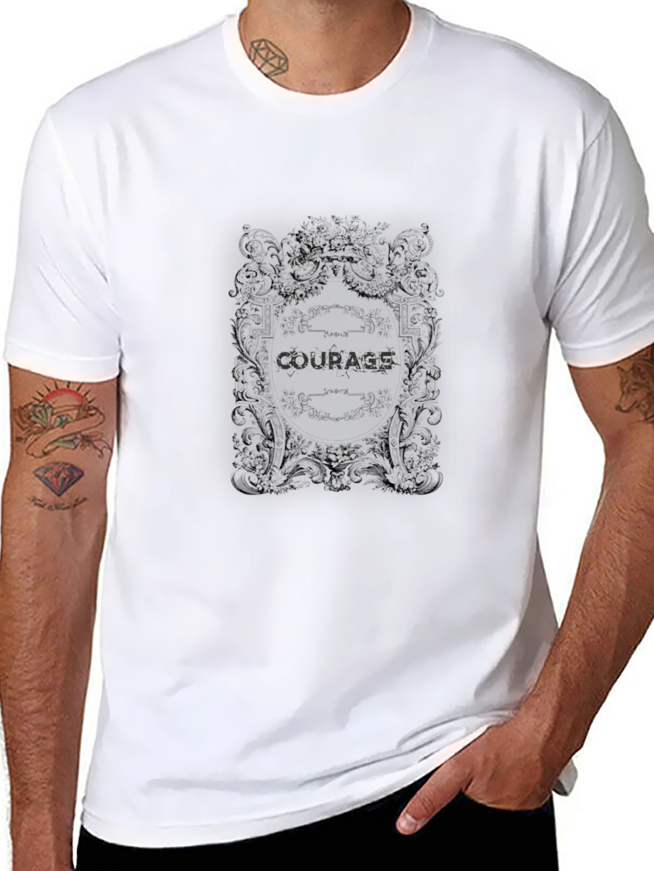 Courage Tee - Ornate Graphic Black T-Shirt