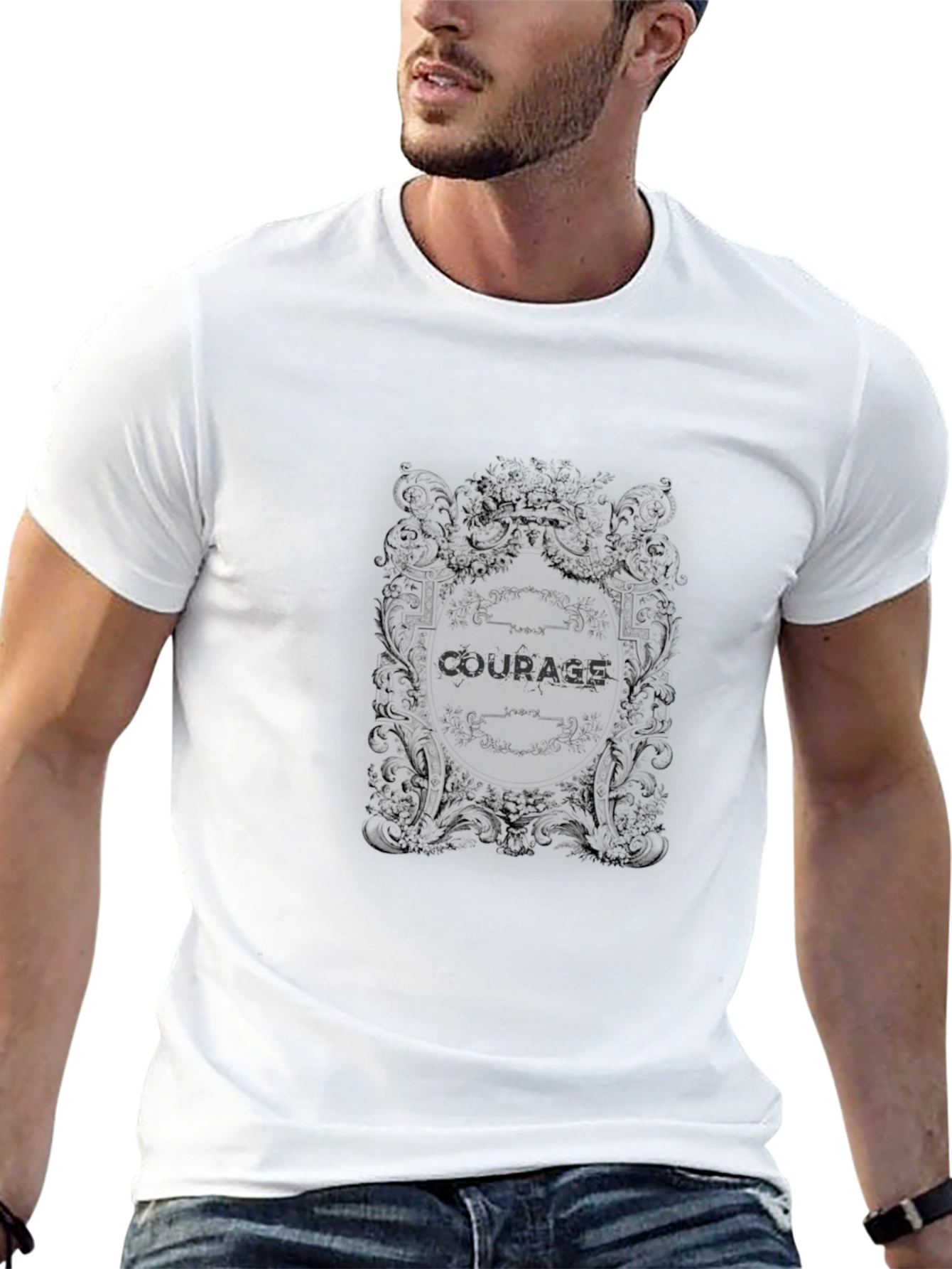 Courage Tee - Ornate Graphic Black T-Shirt