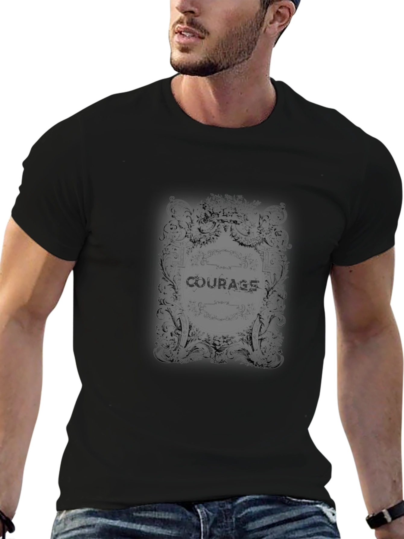 Courage Tee - Ornate Graphic Black T-Shirt