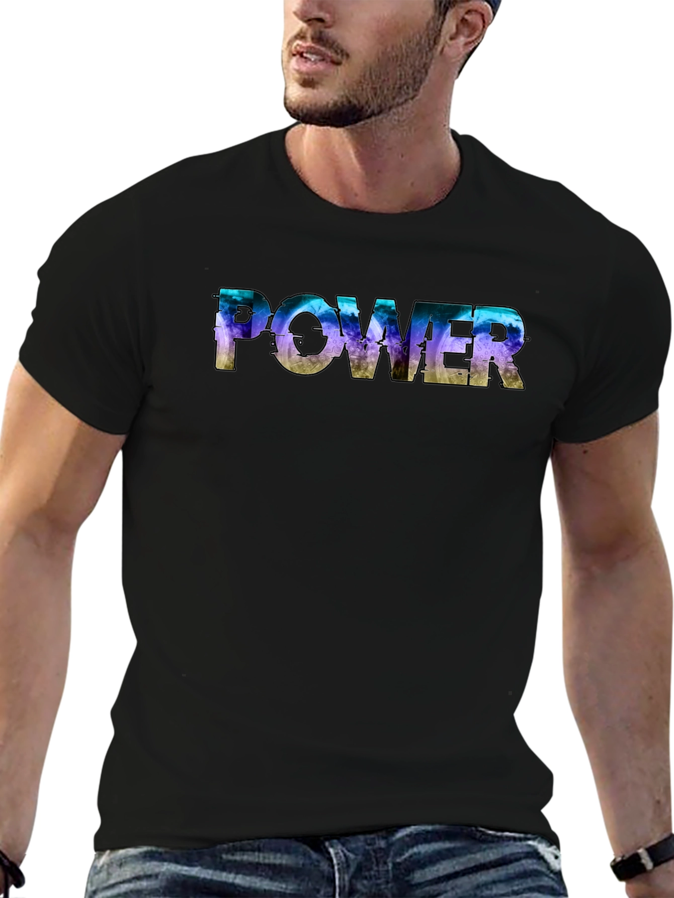 Power Word Art Black T-Shirt