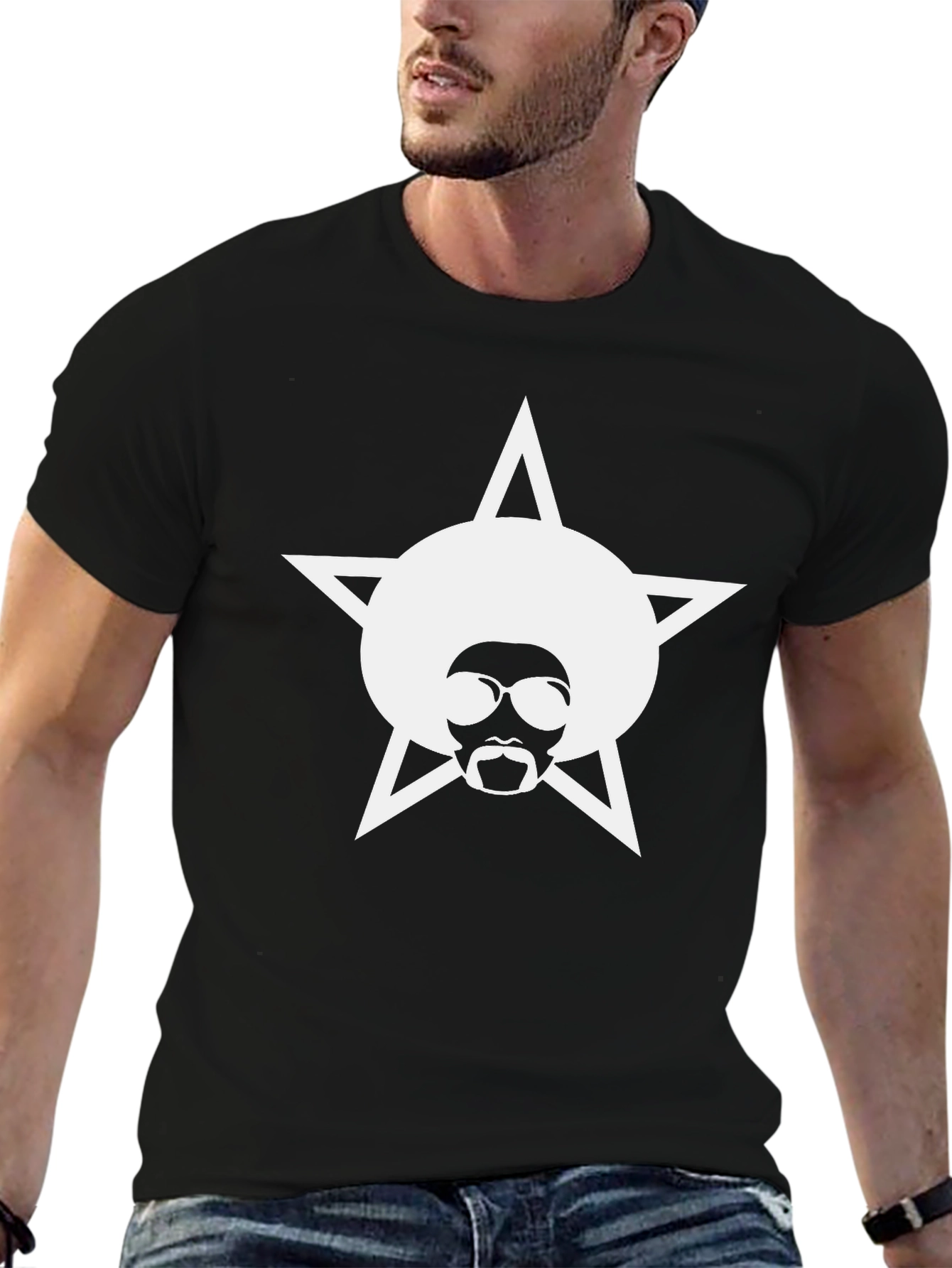 Funky Star Afro Graphic Tee - Black