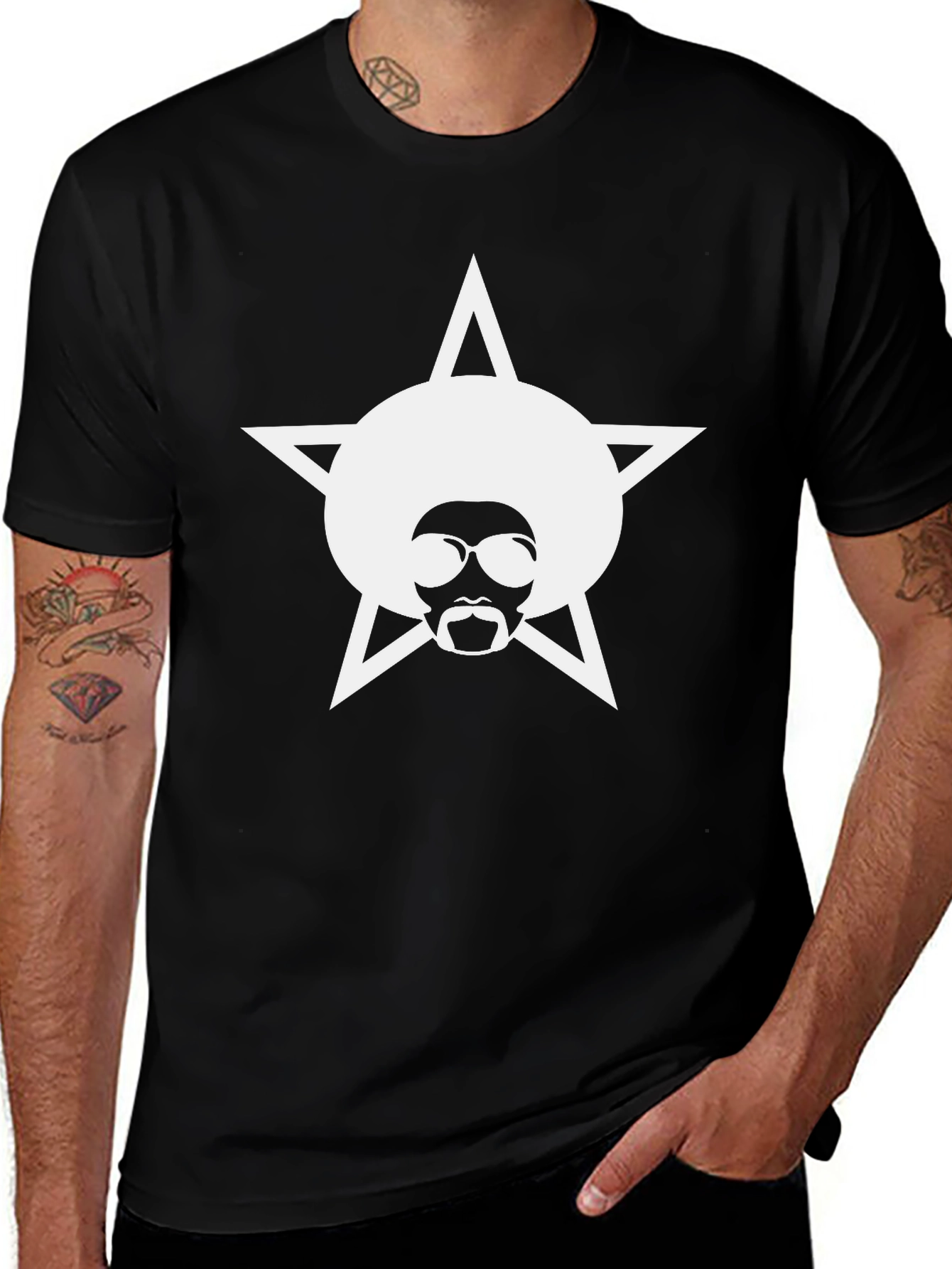 Funky Star Afro Graphic Tee - Black