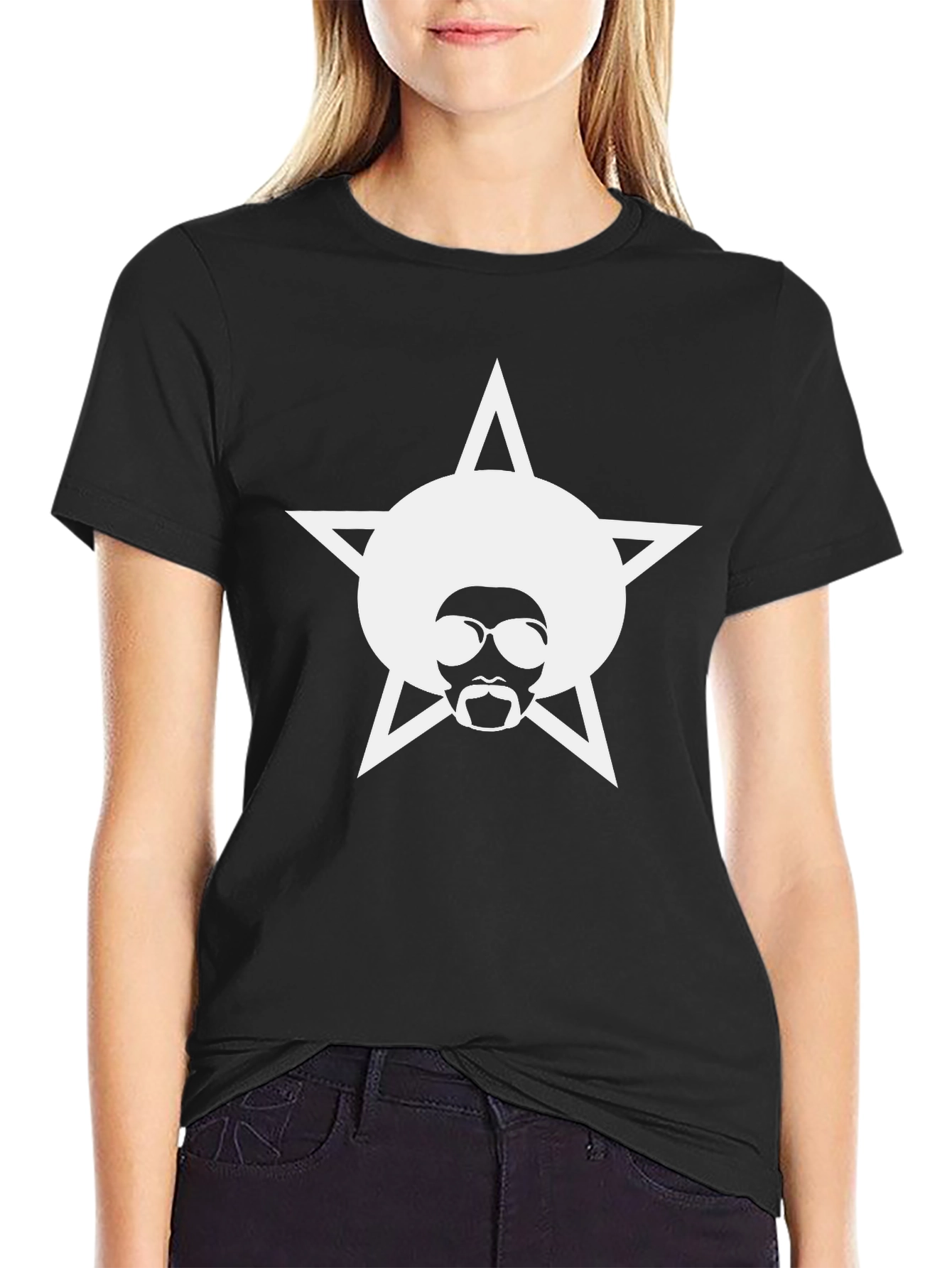 Funky Star Afro Graphic Tee - Black