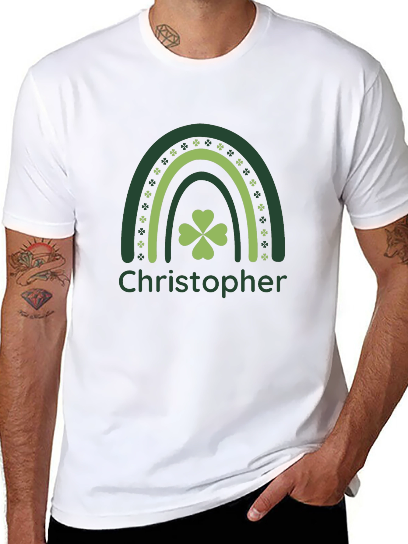 Personalized St. Patricks Day Rainbow Clover T-Shirt