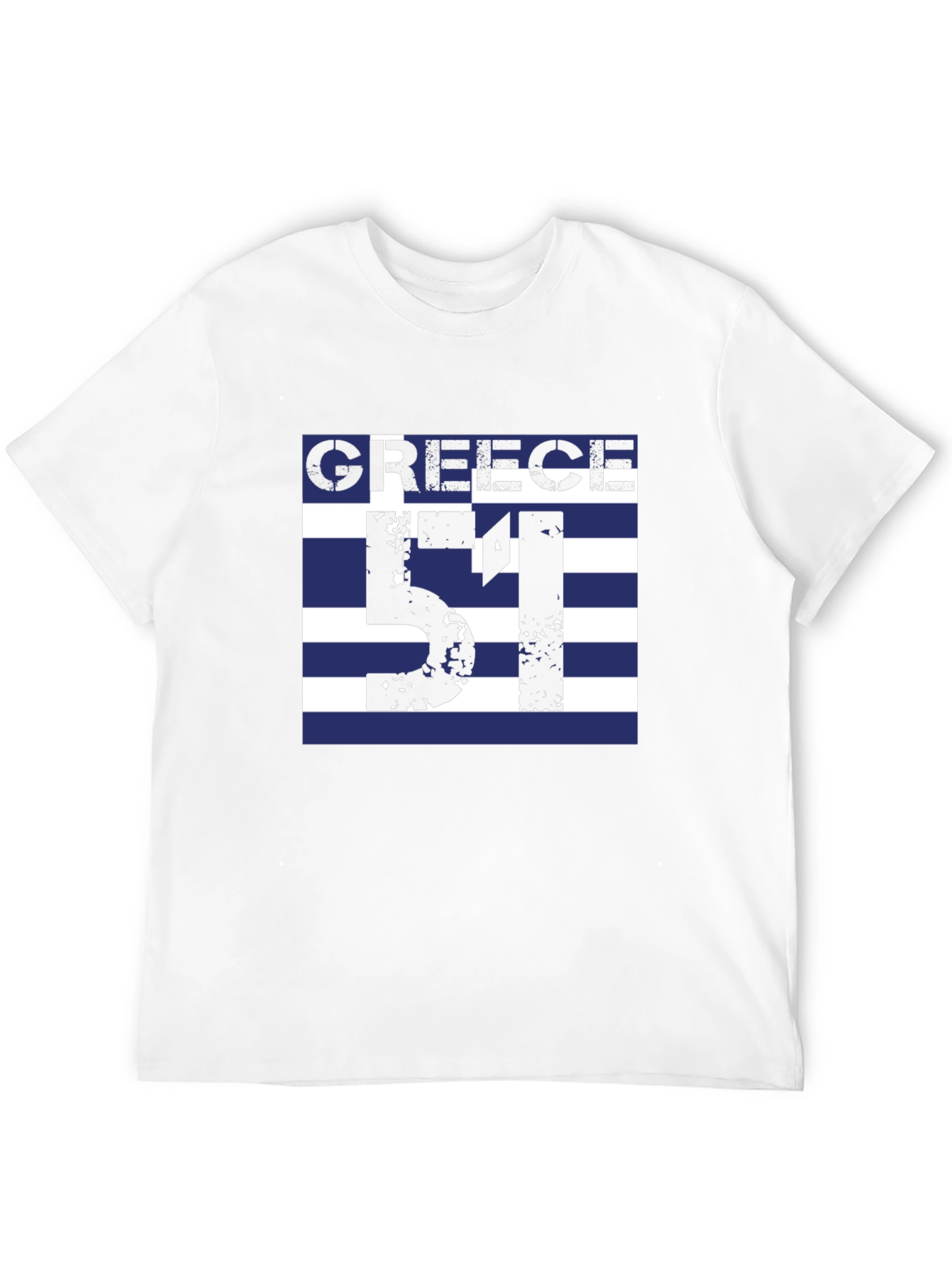 Greece Flag T-Shirt - Number 51 Black Tee