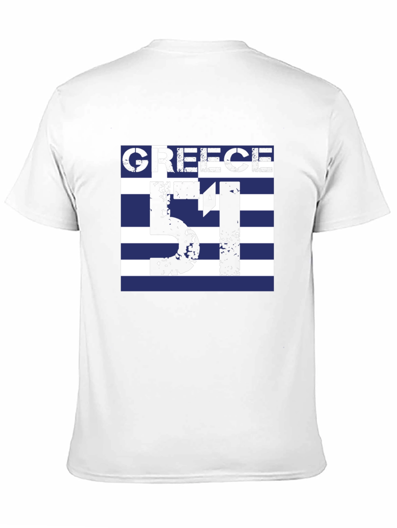 Greece Flag T-Shirt - Number 51 Black Tee