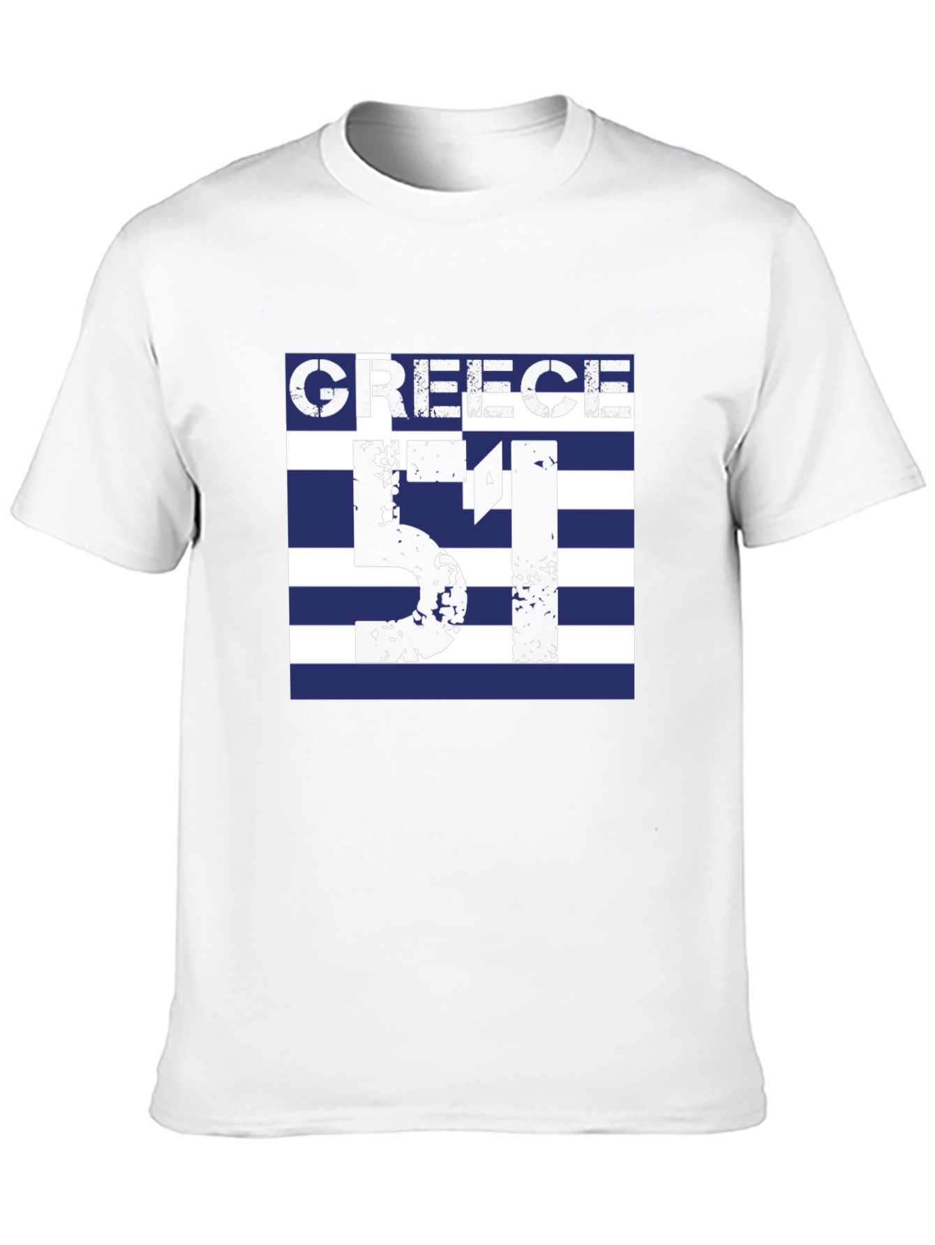 Greece Flag T-Shirt - Number 51 Black Tee