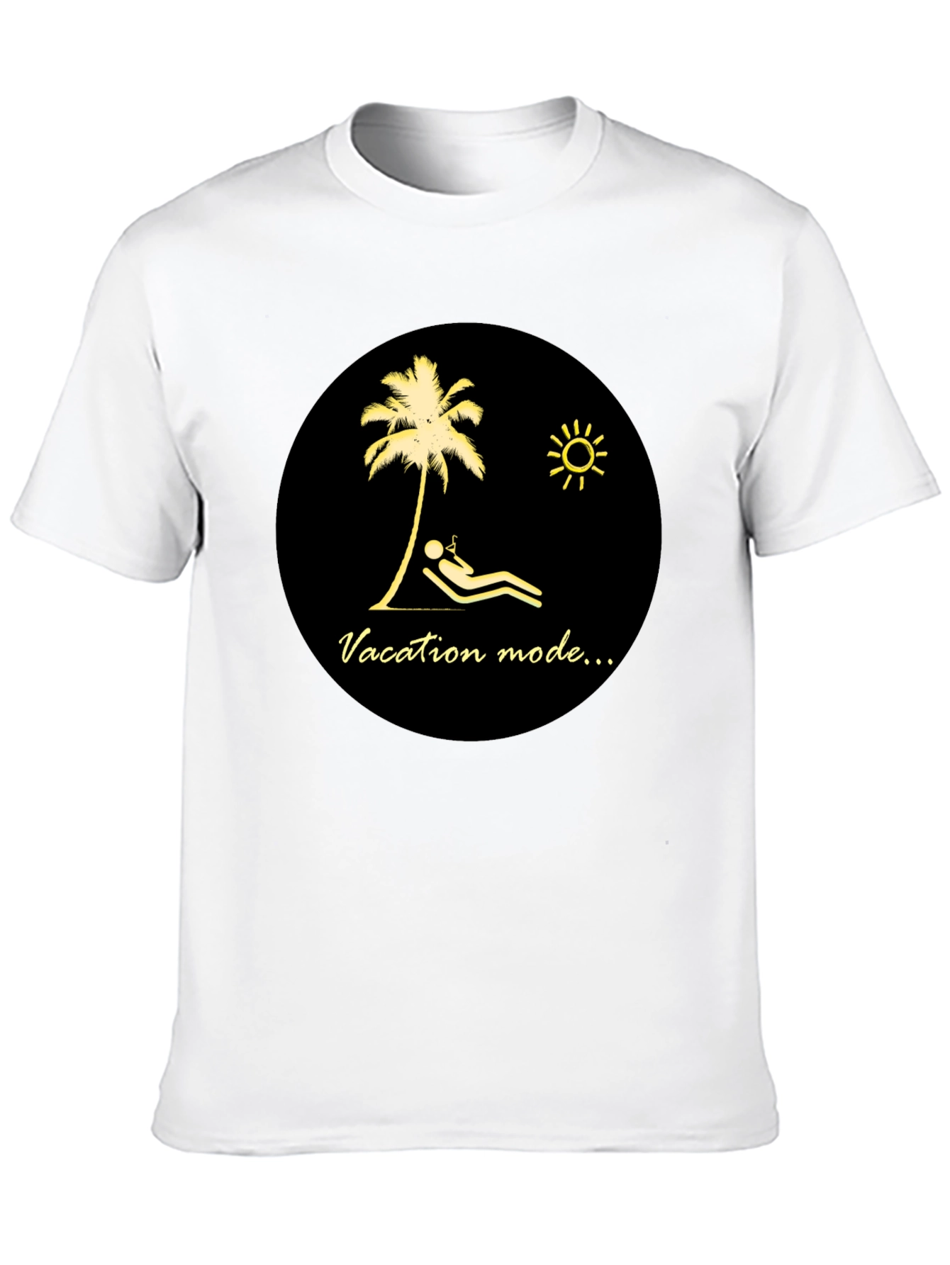 Vacation Mode Graphic Tee - Black Cotton T-Shirt