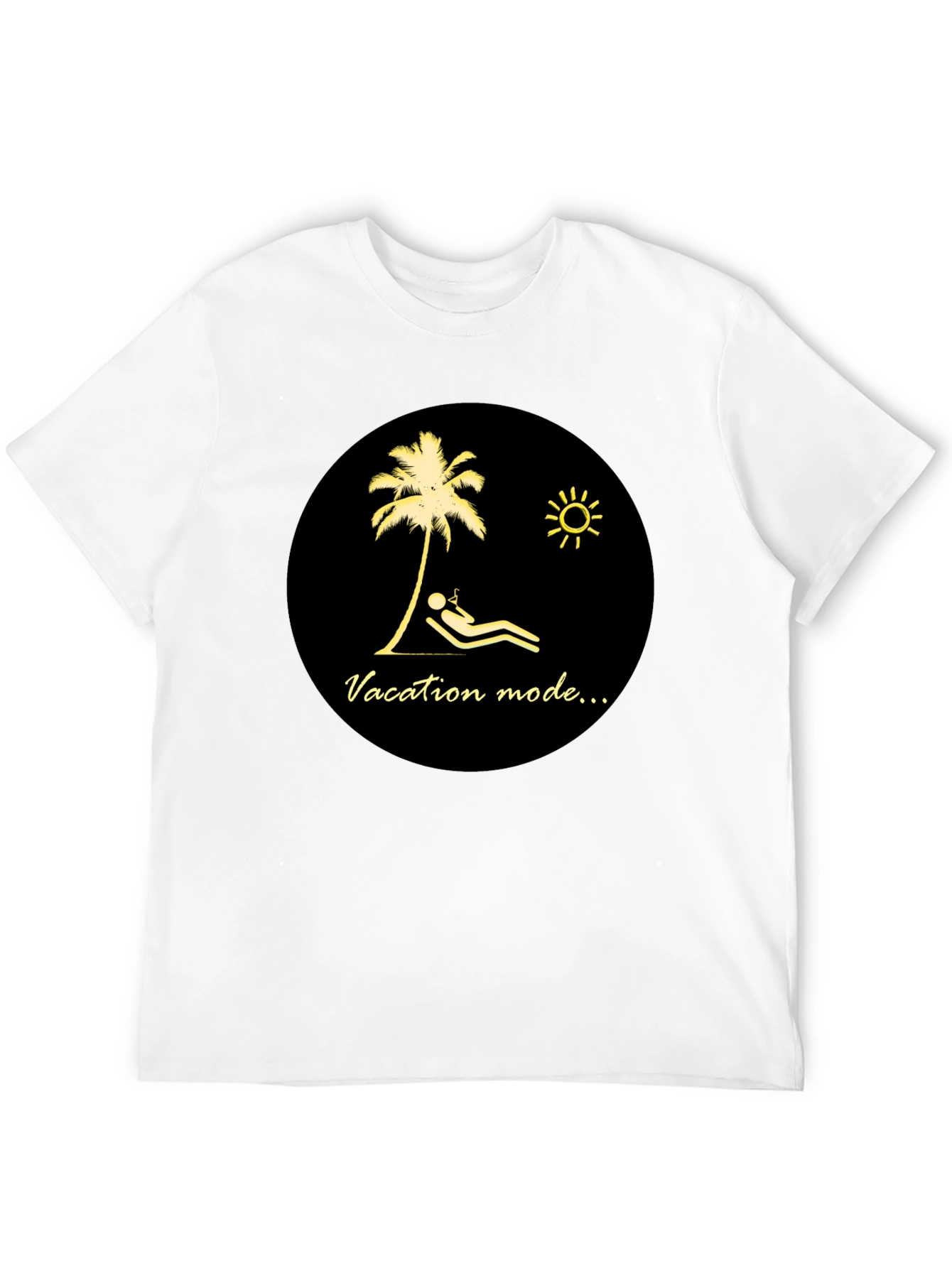 Vacation Mode Graphic Tee - Black Cotton T-Shirt