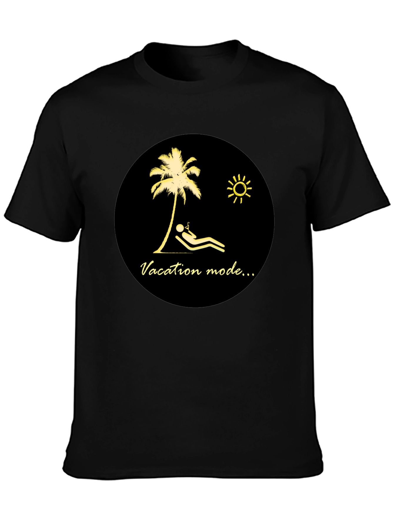 Vacation Mode Graphic Tee - Black Cotton T-Shirt