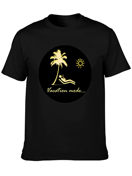 Vacation Mode Graphic Tee - Black Cotton T-Shirt