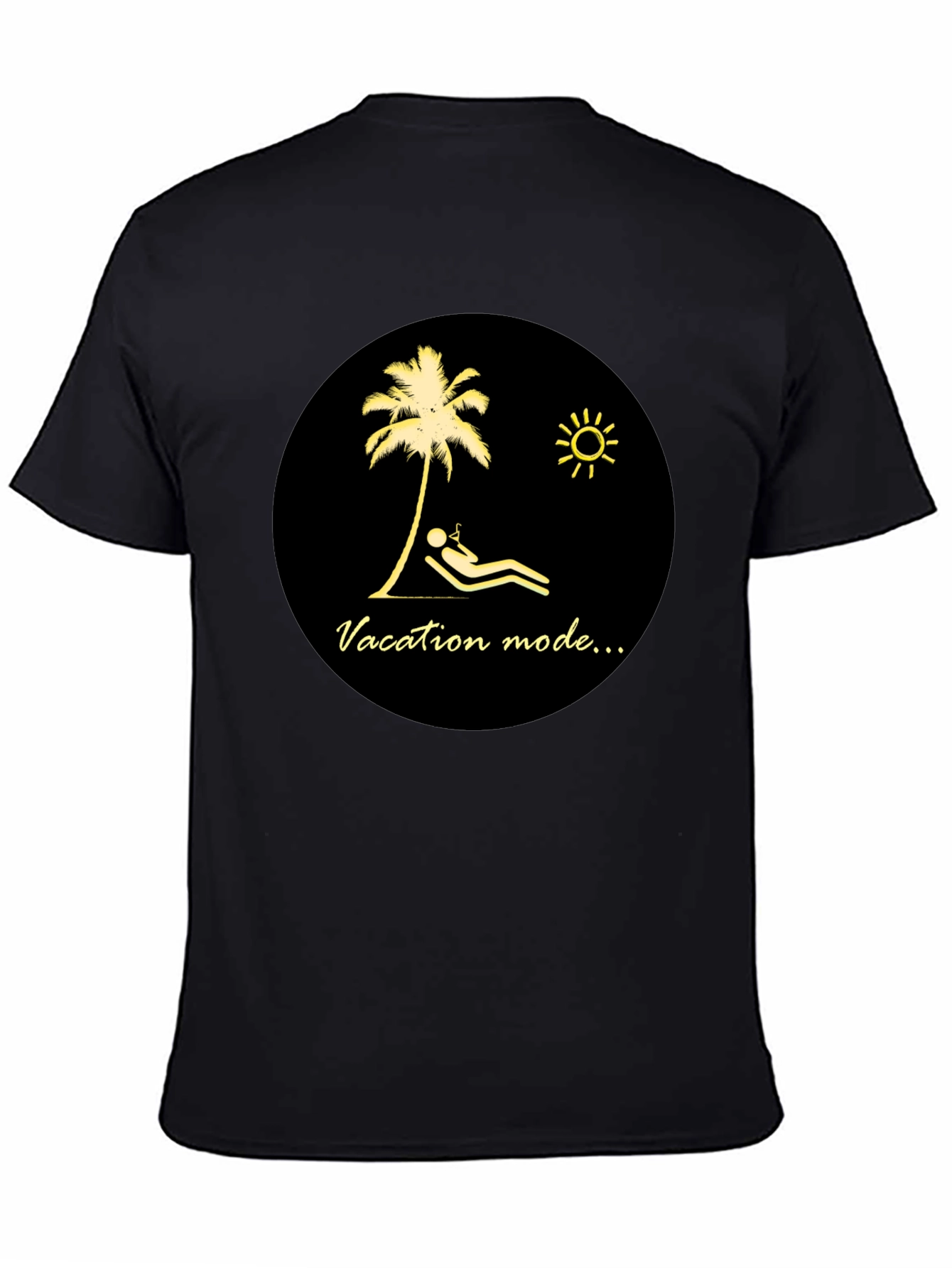 Vacation Mode Graphic Tee - Black Cotton T-Shirt
