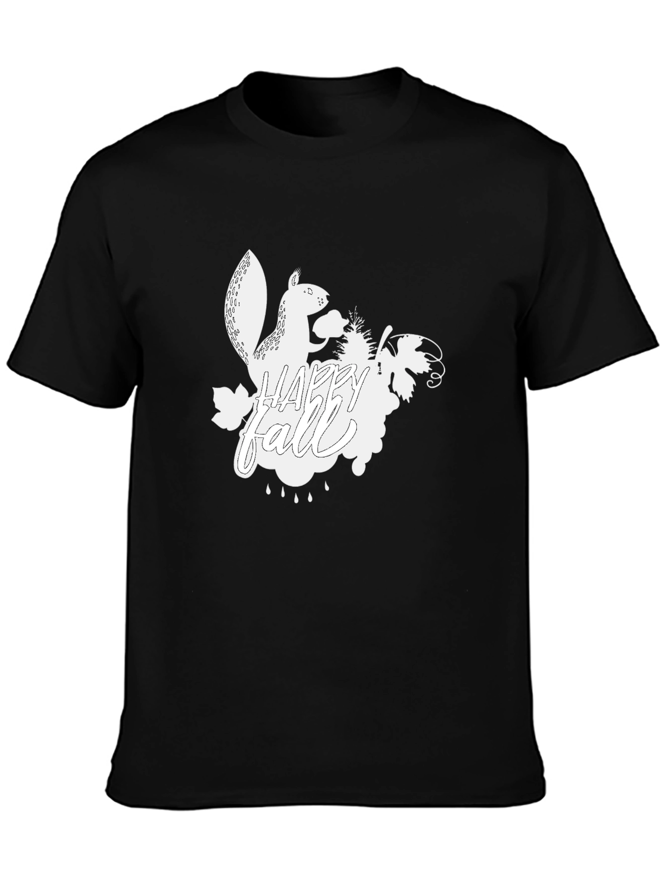 Happy Fall Squirrel T-Shirt - Black