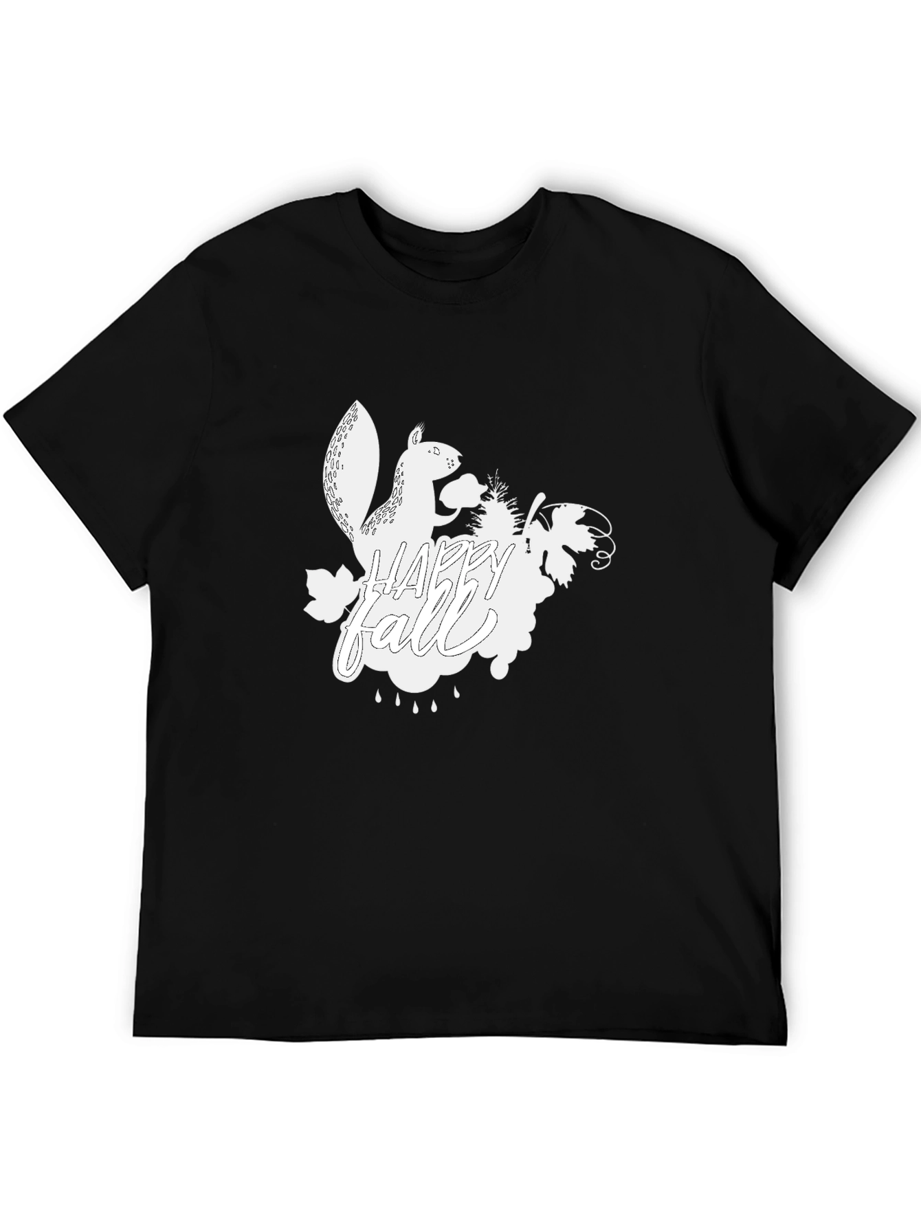 Happy Fall Squirrel T-Shirt - Black
