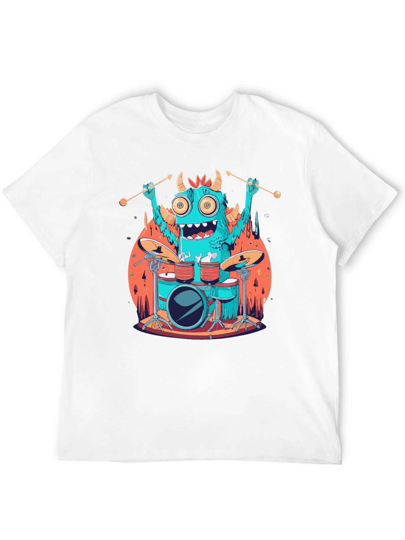 Monster Drummer Graphic Tee - Black Cotton T-Shirt