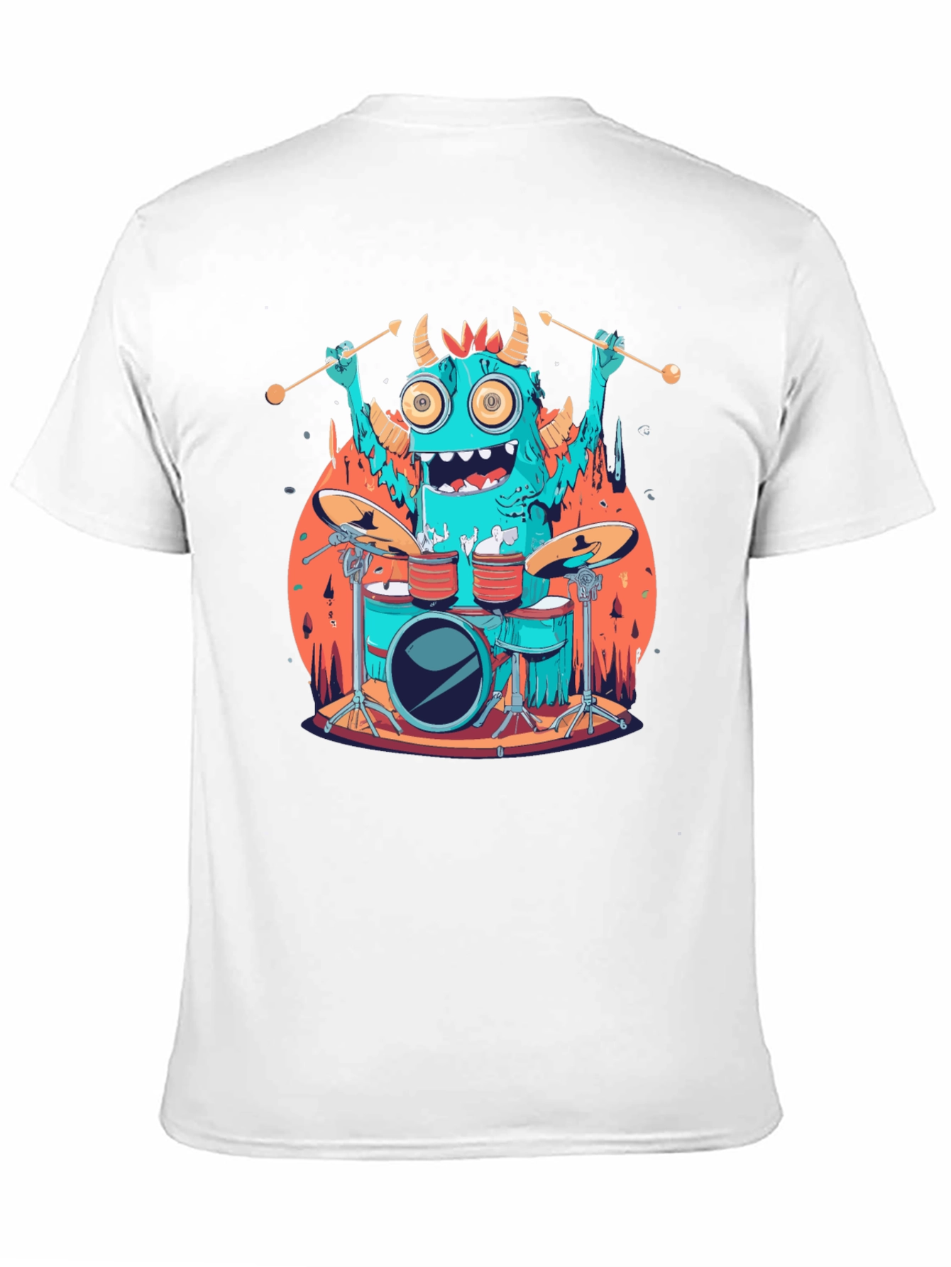 Monster Drummer Graphic Tee - Black Cotton T-Shirt