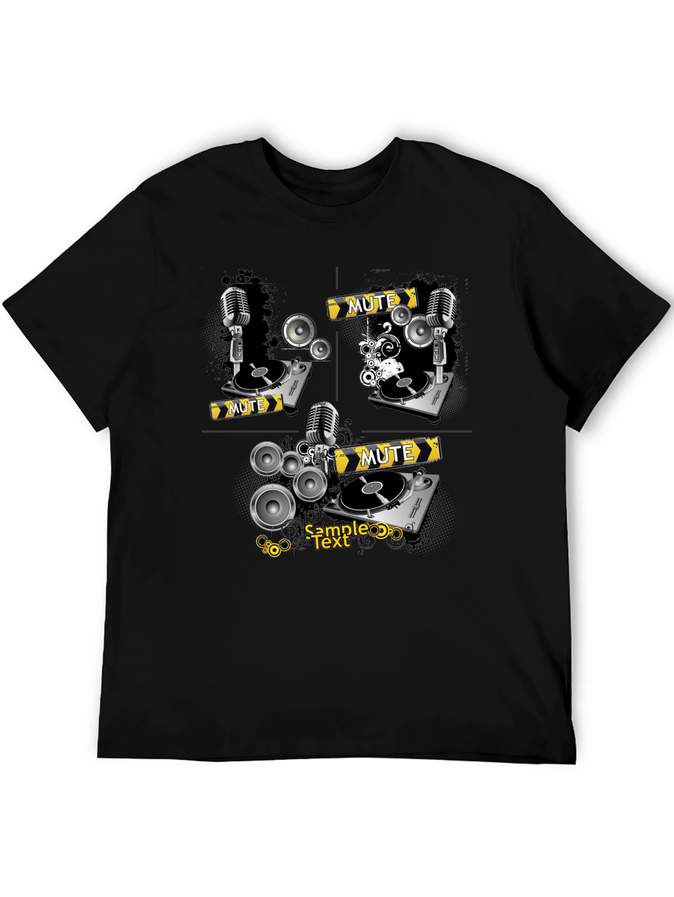 DJ Turntable Graphic Black T-Shirt