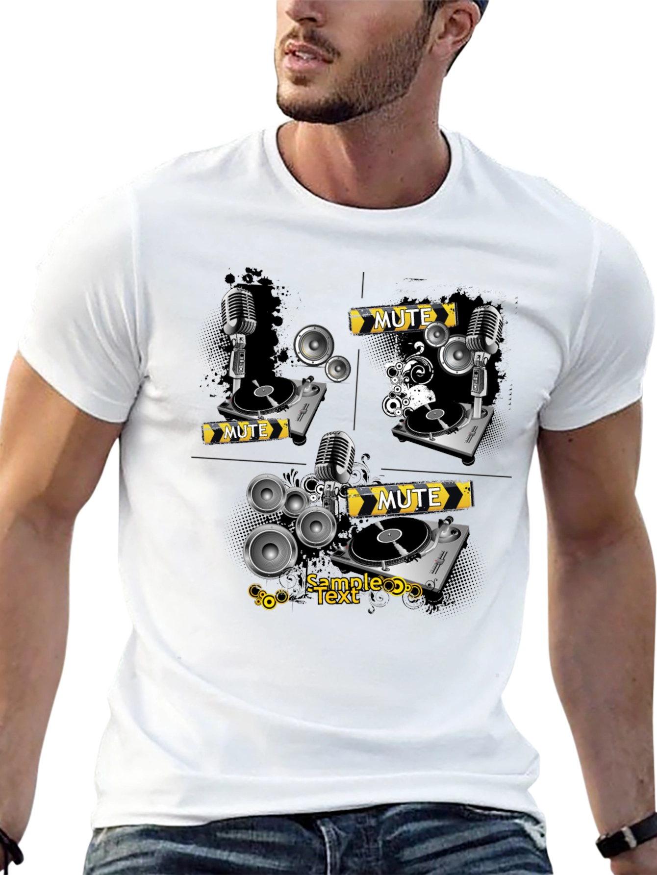 DJ Turntable Graphic Black T-Shirt