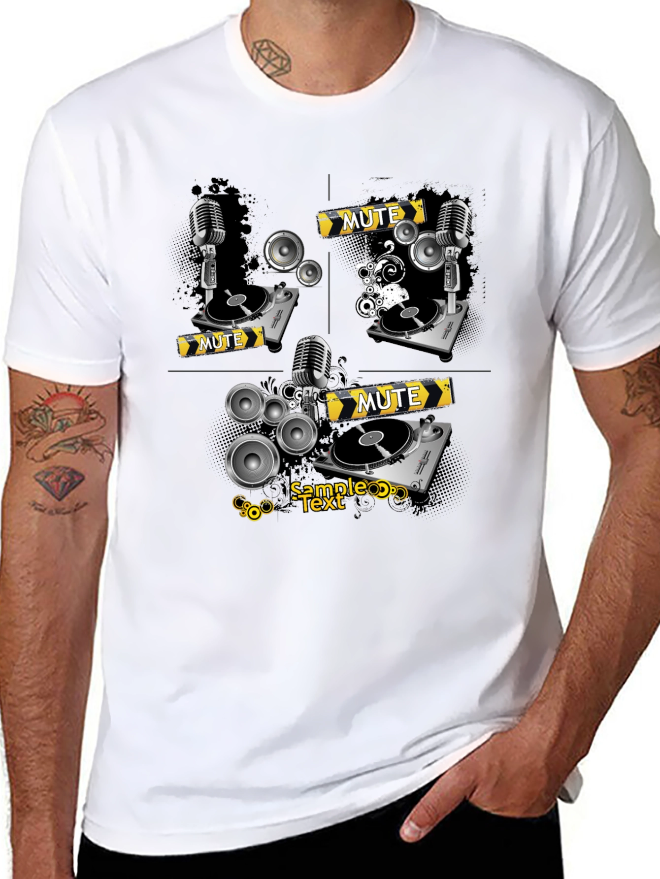 DJ Turntable Graphic Black T-Shirt