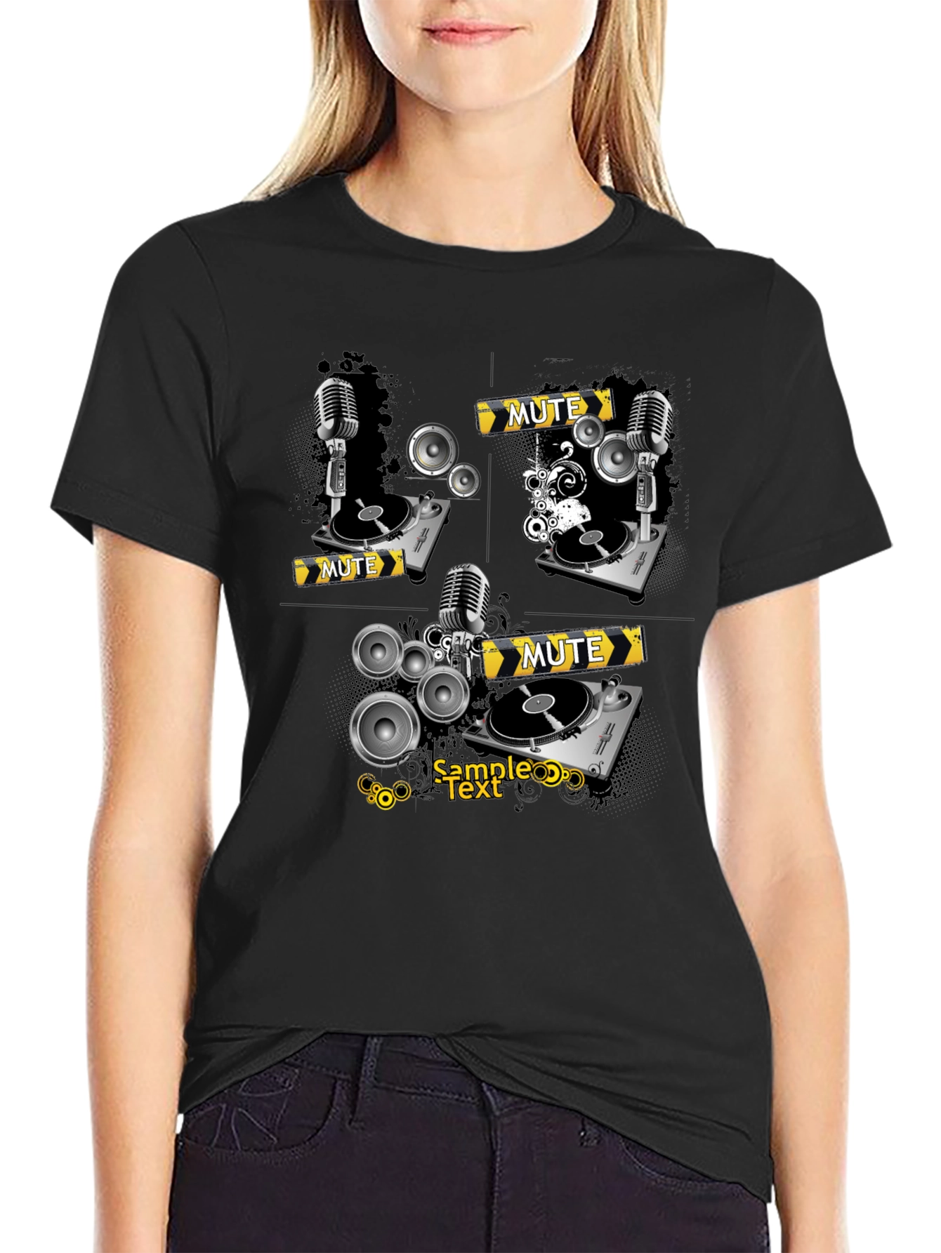 DJ Turntable Graphic Black T-Shirt