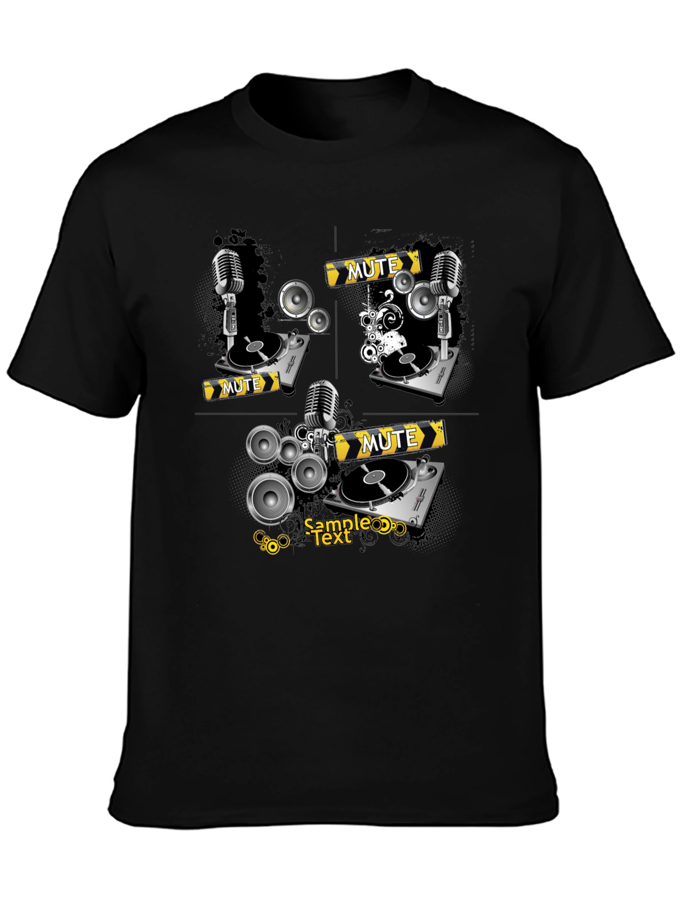 DJ Turntable Graphic Black T-Shirt