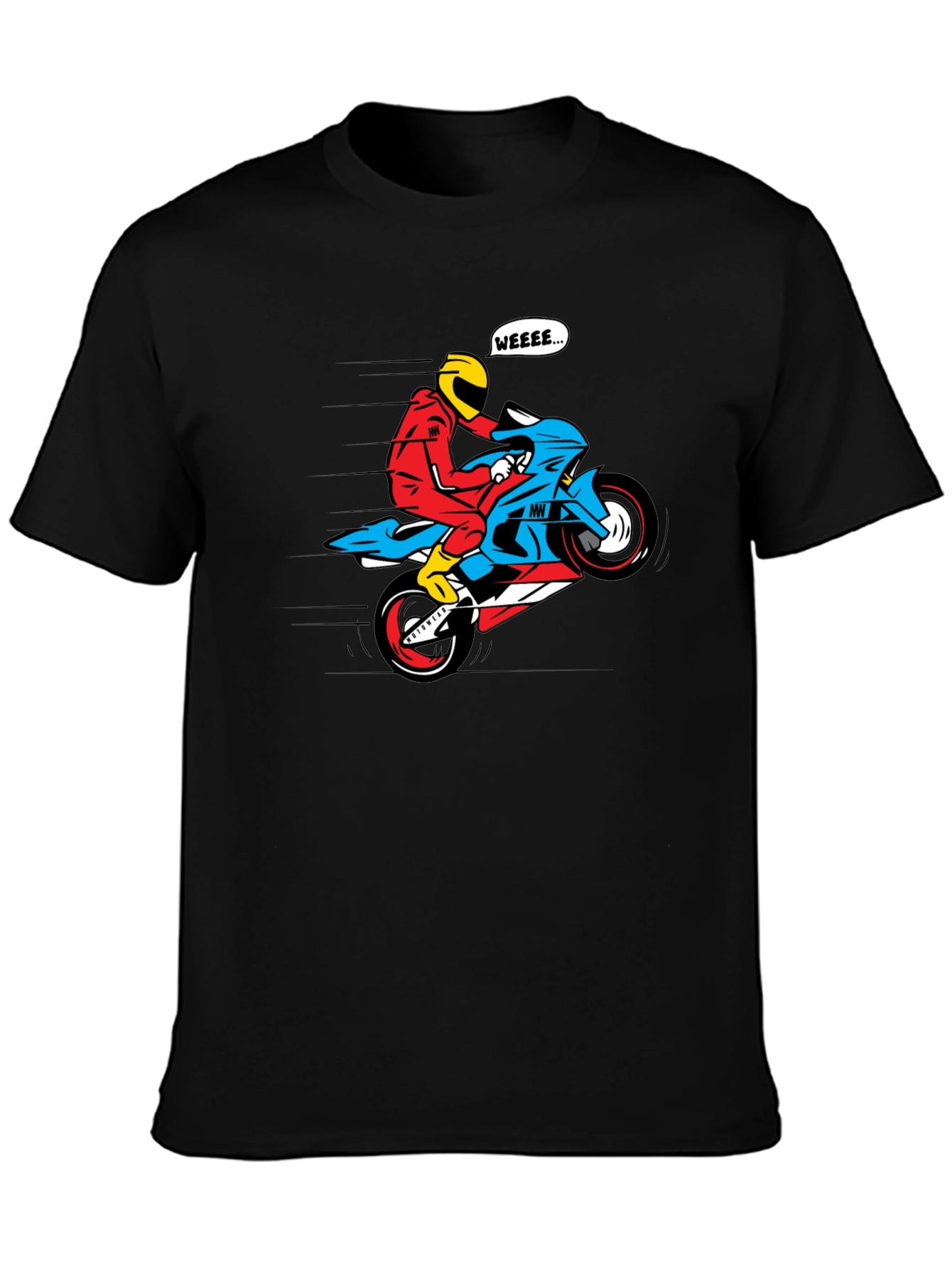 Motorcycle Wheelie Graphic Tee - Black