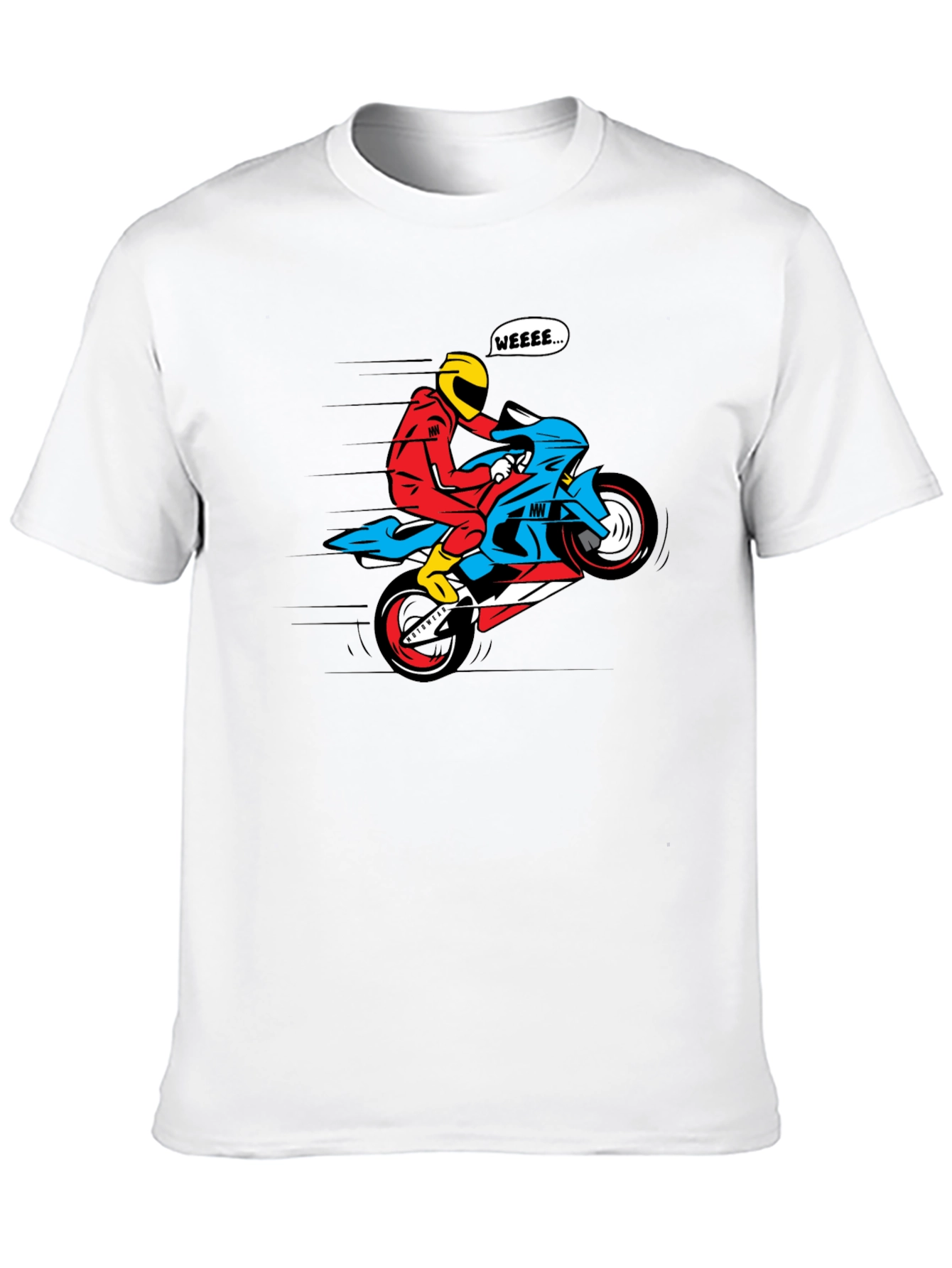 Motorcycle Wheelie Graphic Tee - Black