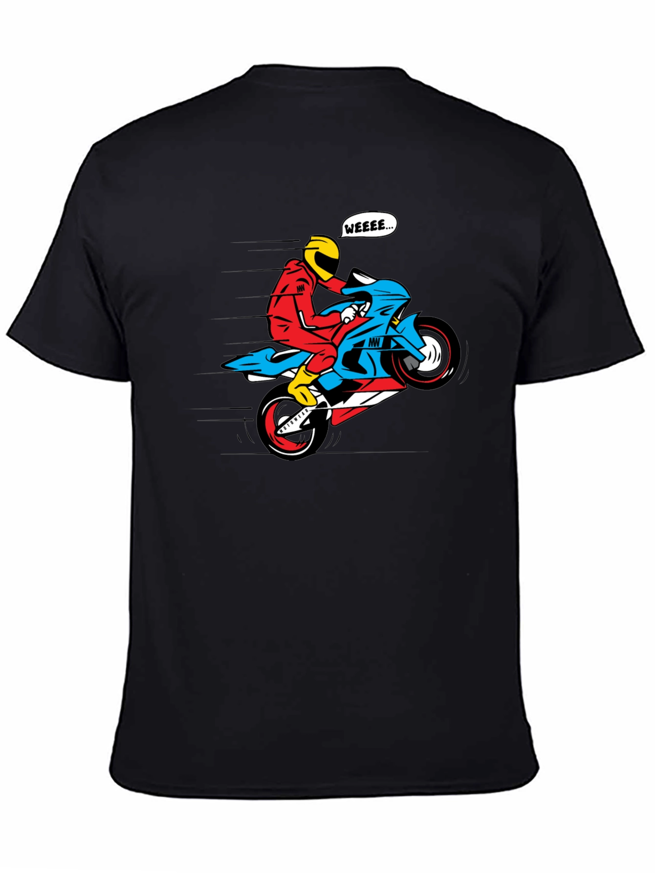 Motorcycle Wheelie Graphic Tee - Black