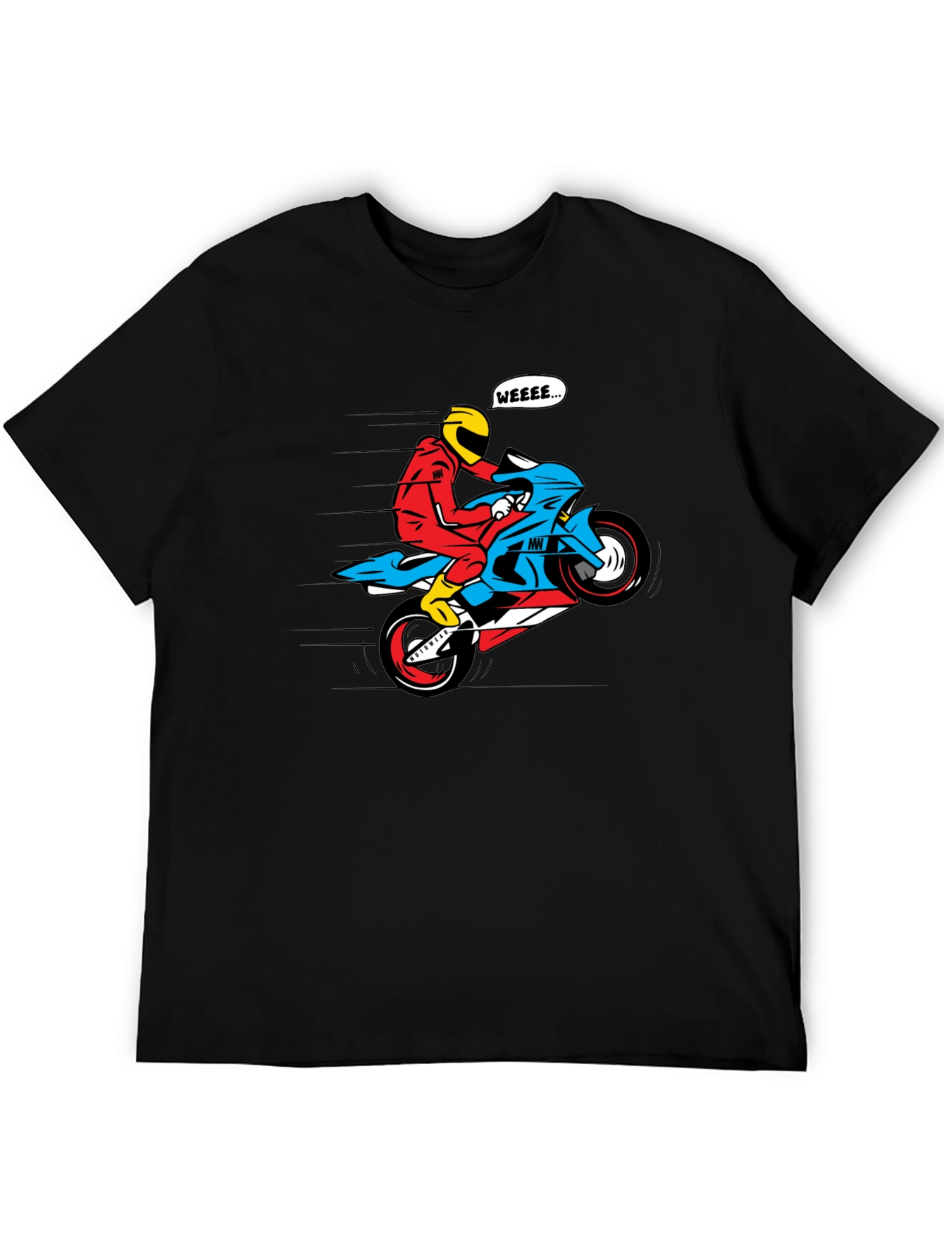 Motorcycle Wheelie Graphic Tee - Black