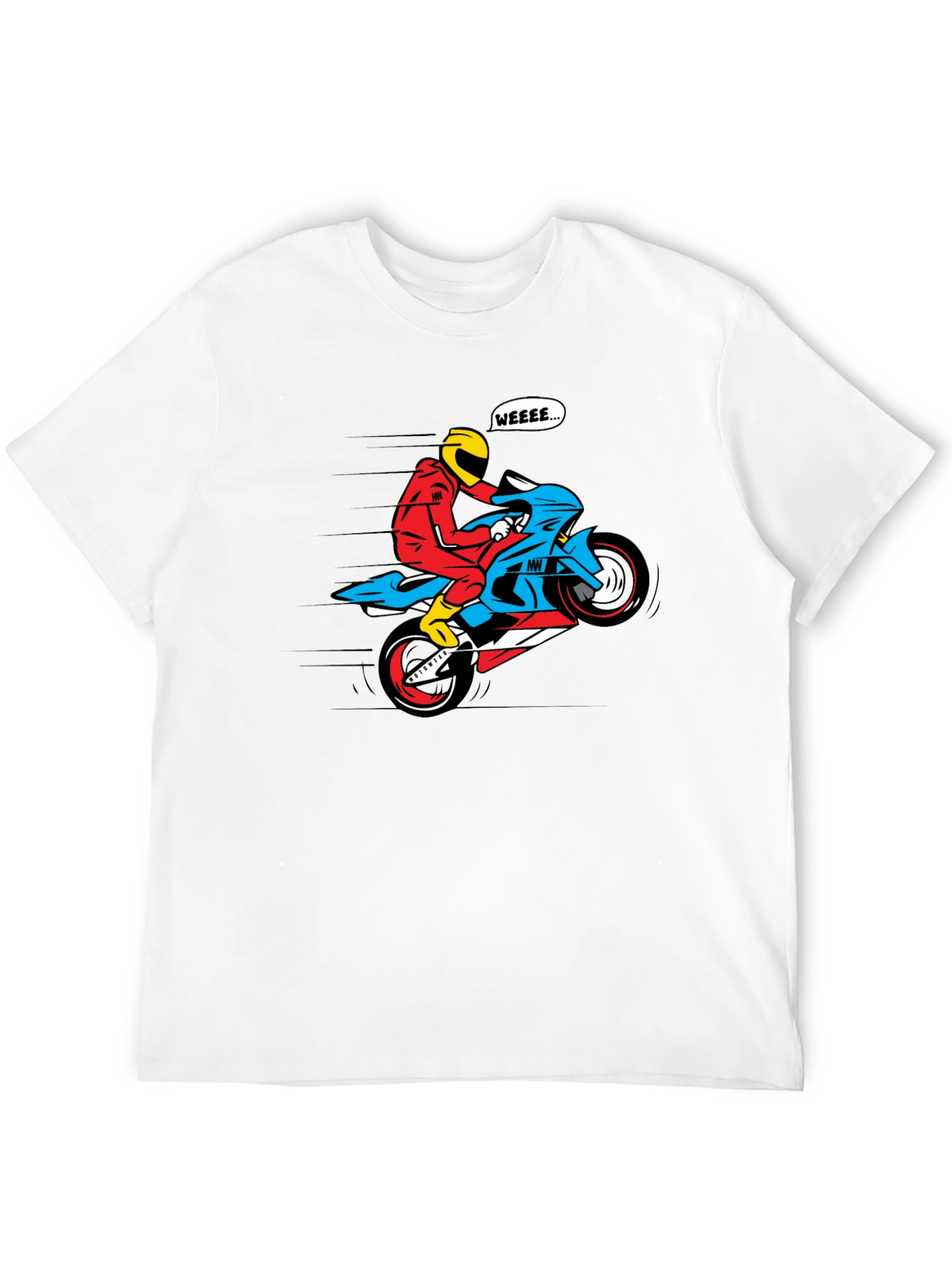 Motorcycle Wheelie Graphic Tee - Black