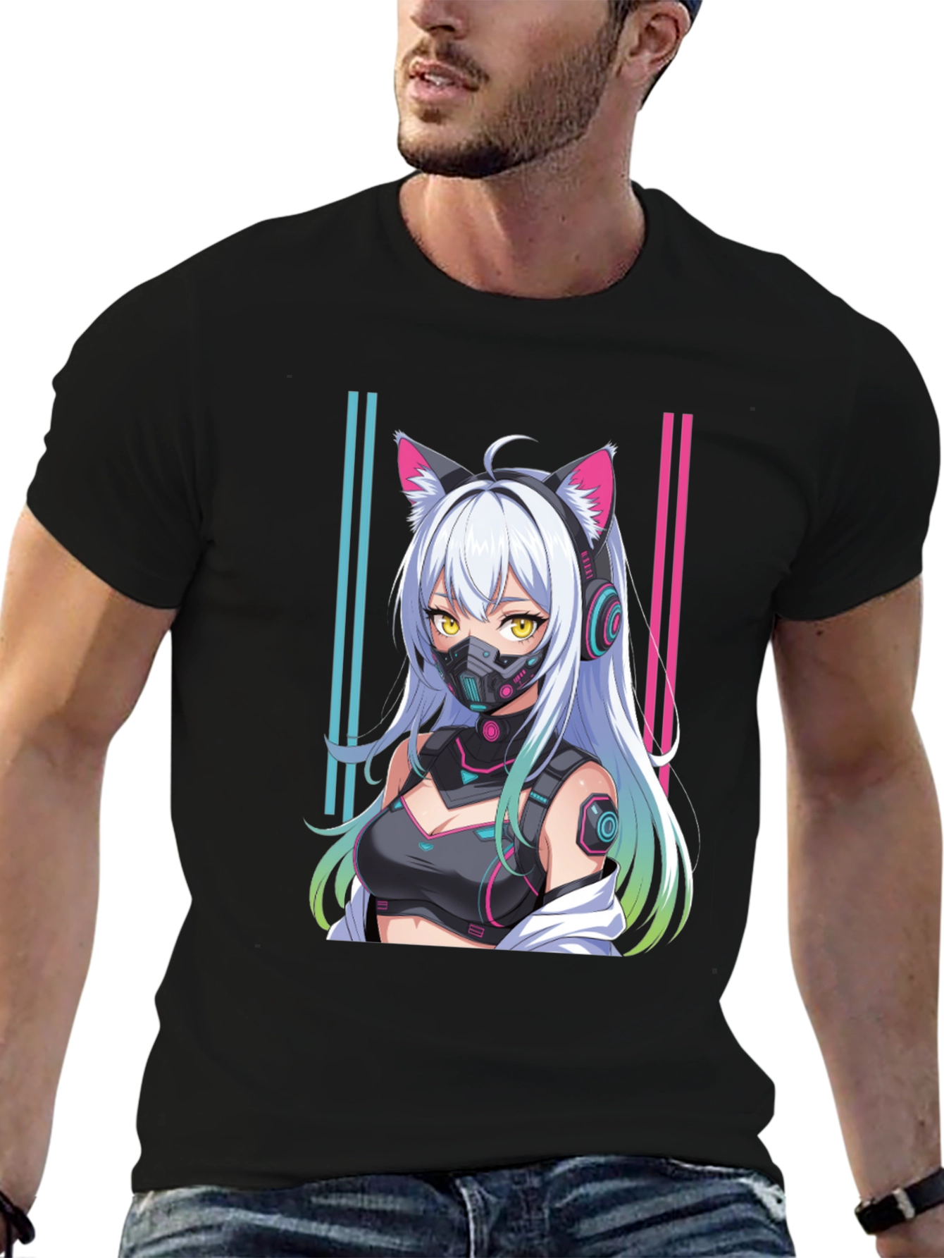 Anime Cyberpunk Cat Girl T-Shirt