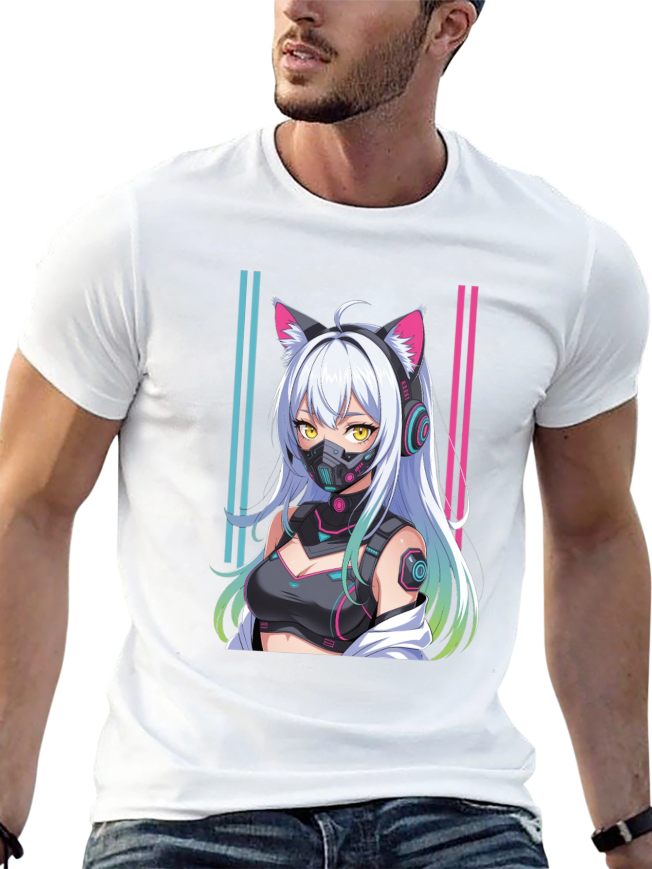 Anime Cyberpunk Cat Girl T-Shirt