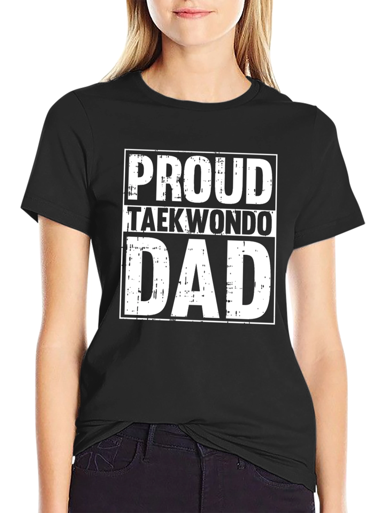 Proud Taekwondo Dad Graphic T-Shirt - Black