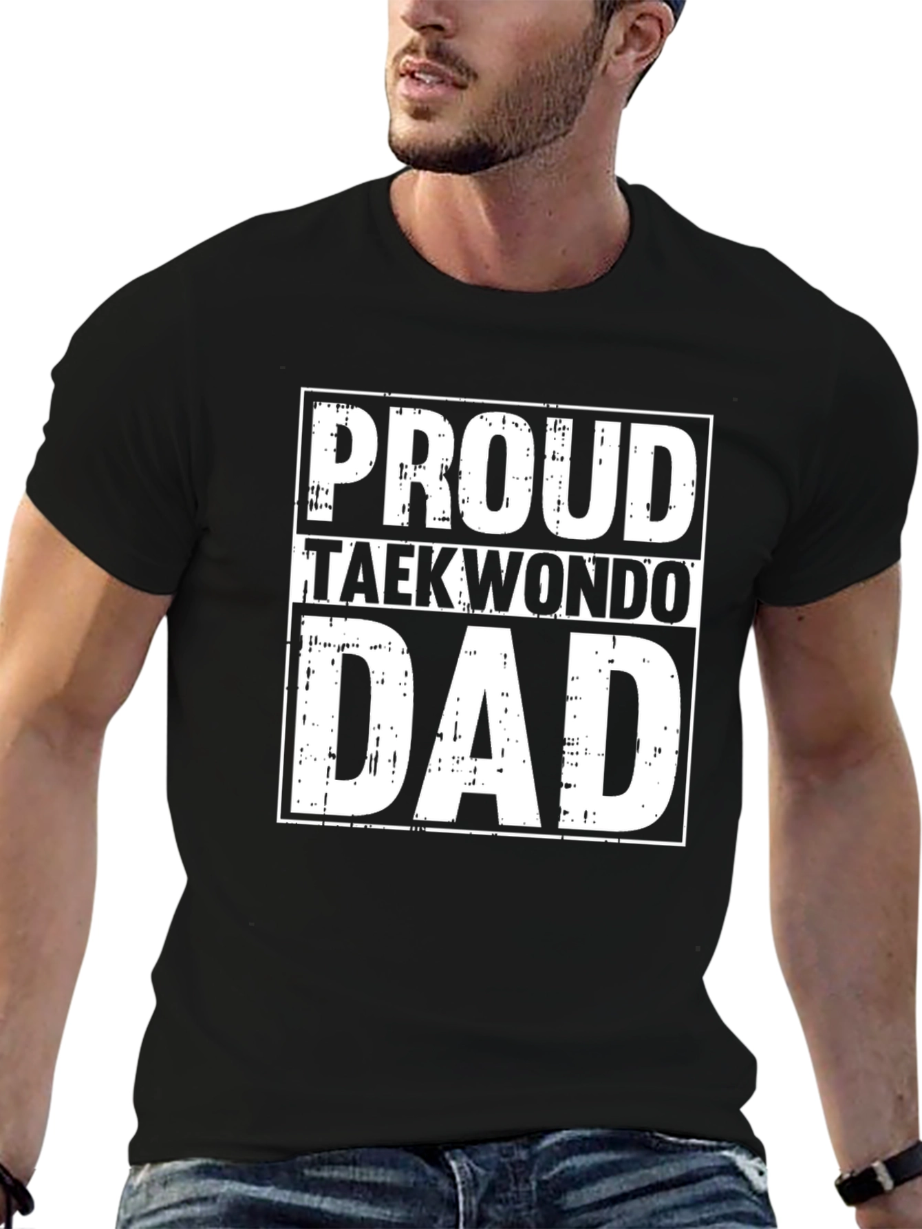 Proud Taekwondo Dad Graphic T-Shirt - Black