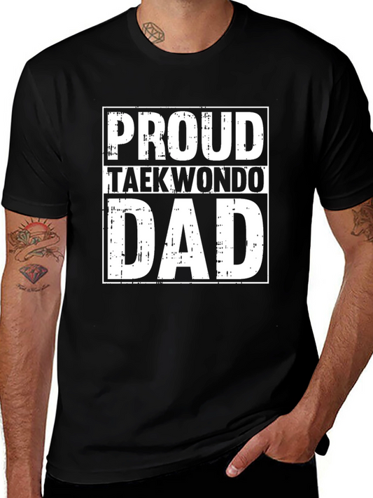 Proud Taekwondo Dad Graphic T-Shirt - Black