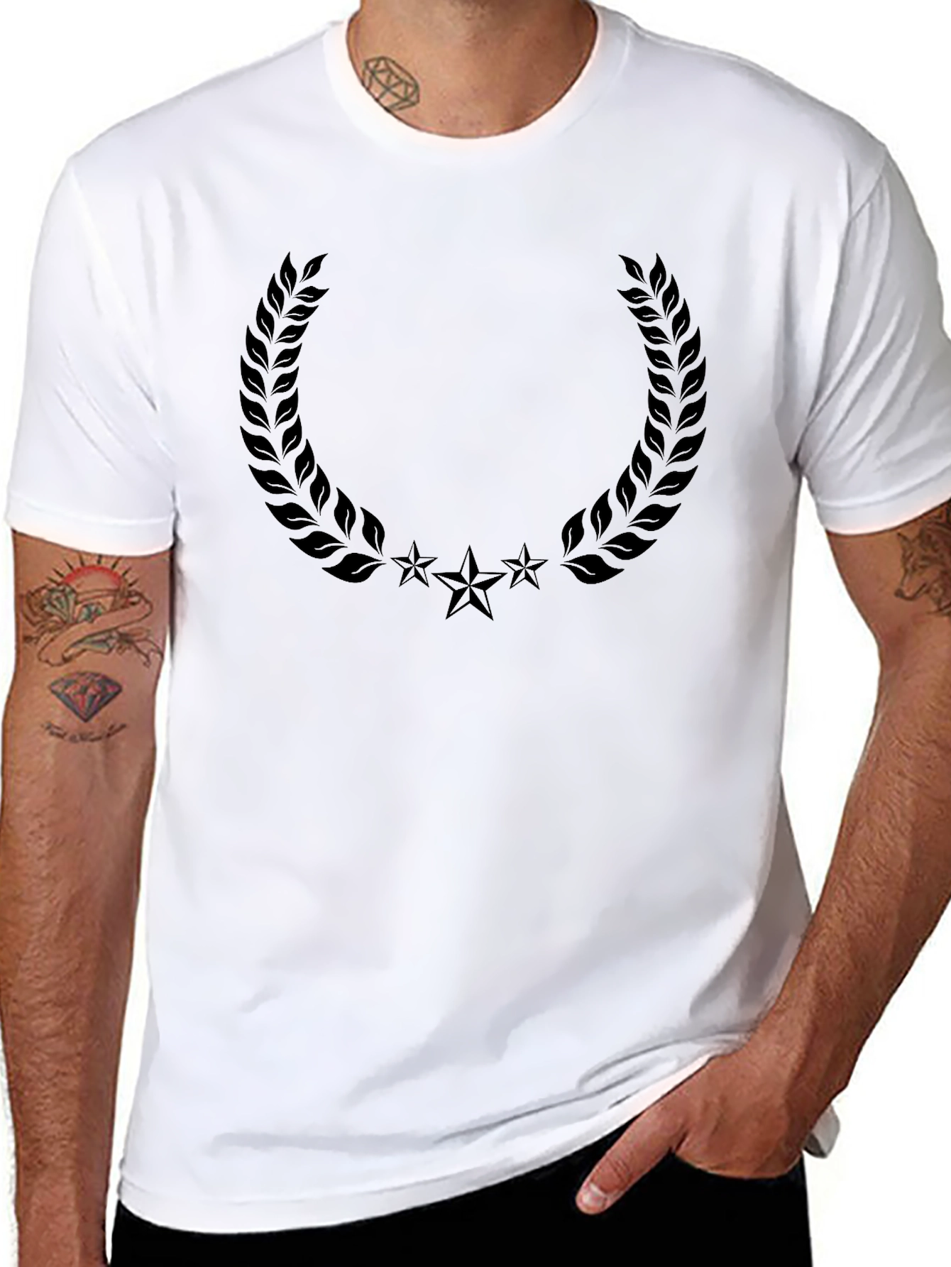 Black Laurel Wreath Star Graphic Tee