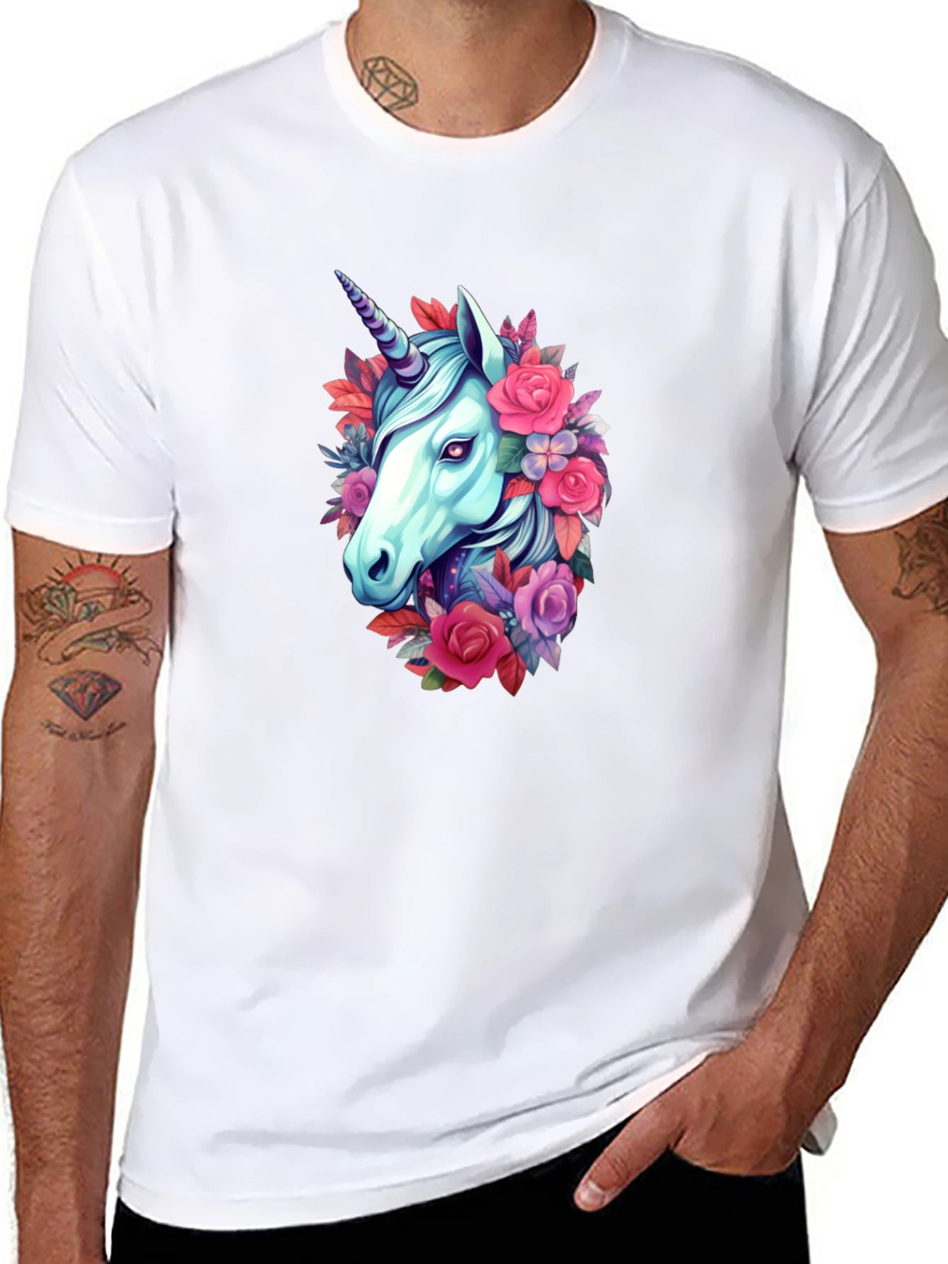Floral Unicorn Graphic T-Shirt