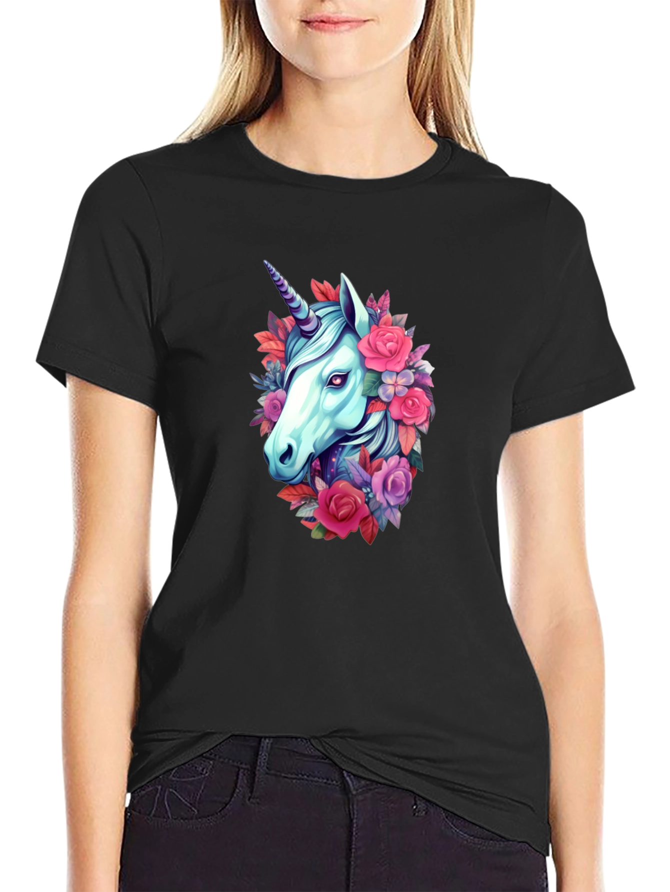 Floral Unicorn Graphic T-Shirt