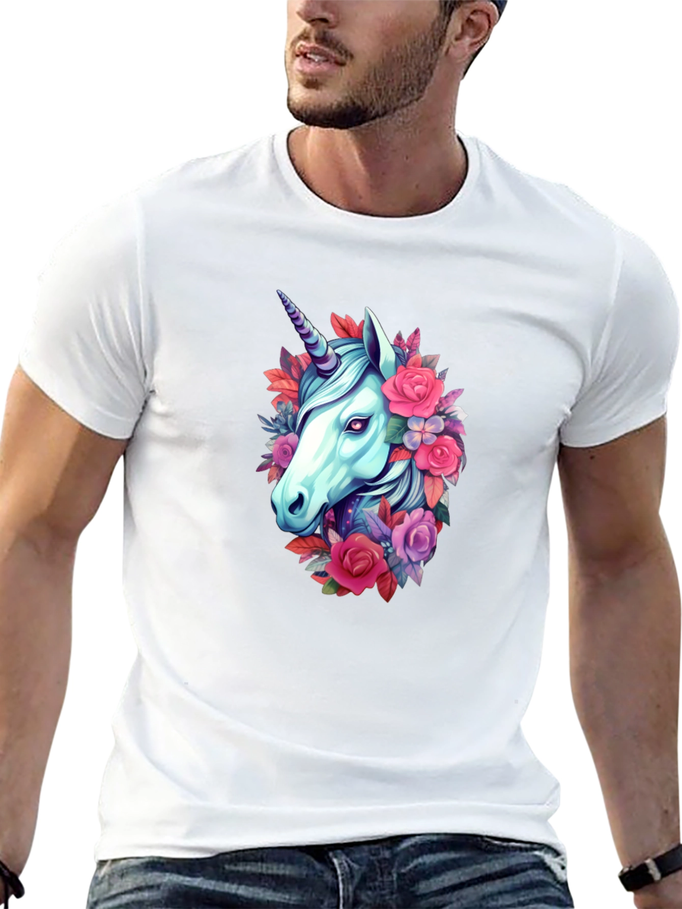 Floral Unicorn Graphic T-Shirt