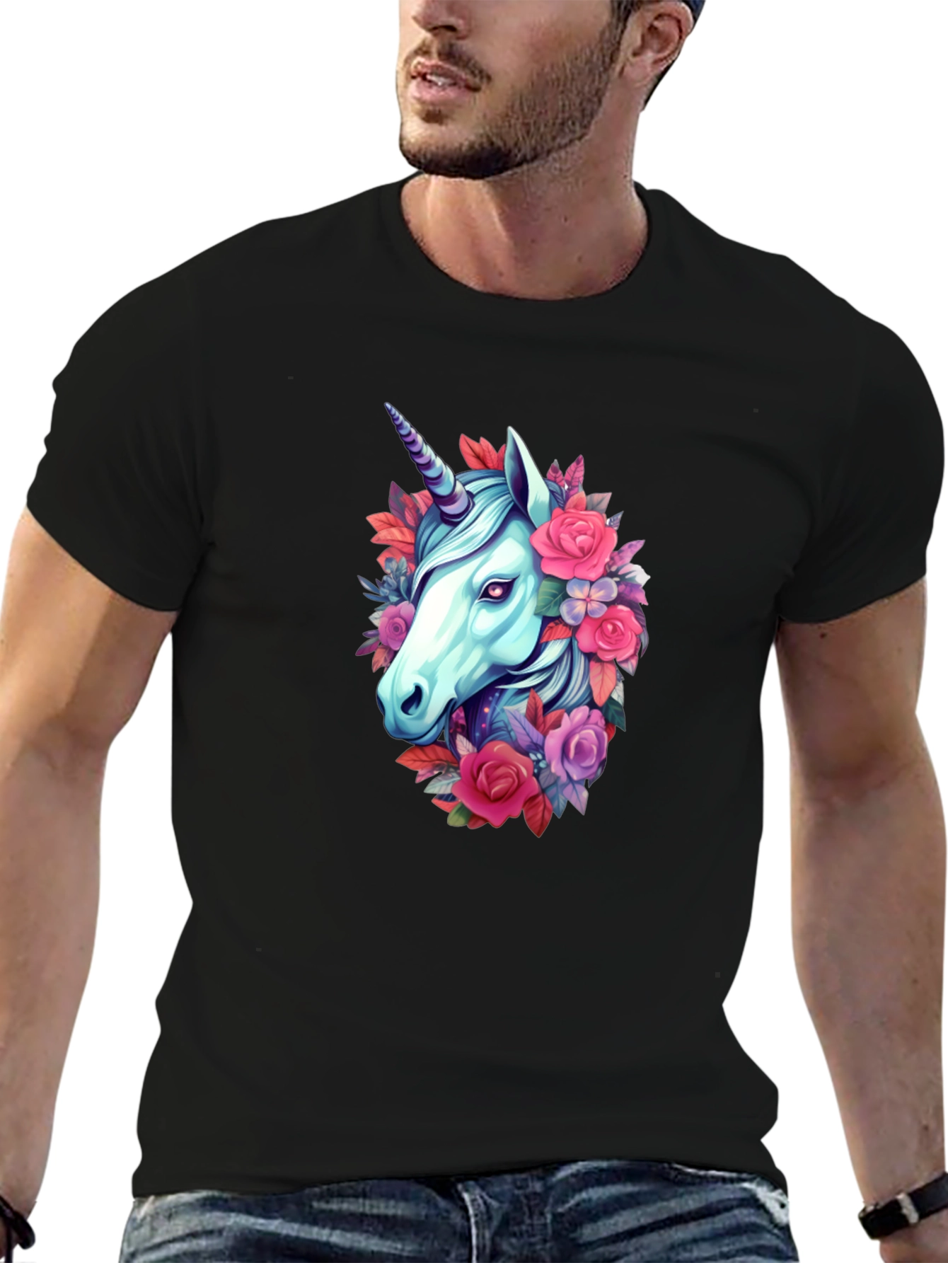 Floral Unicorn Graphic T-Shirt