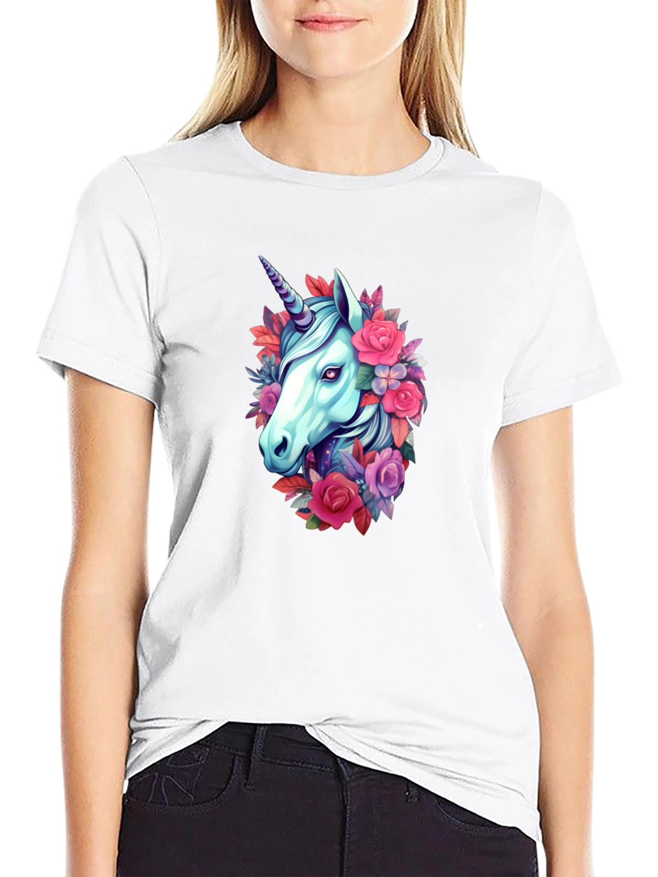 Floral Unicorn Graphic T-Shirt
