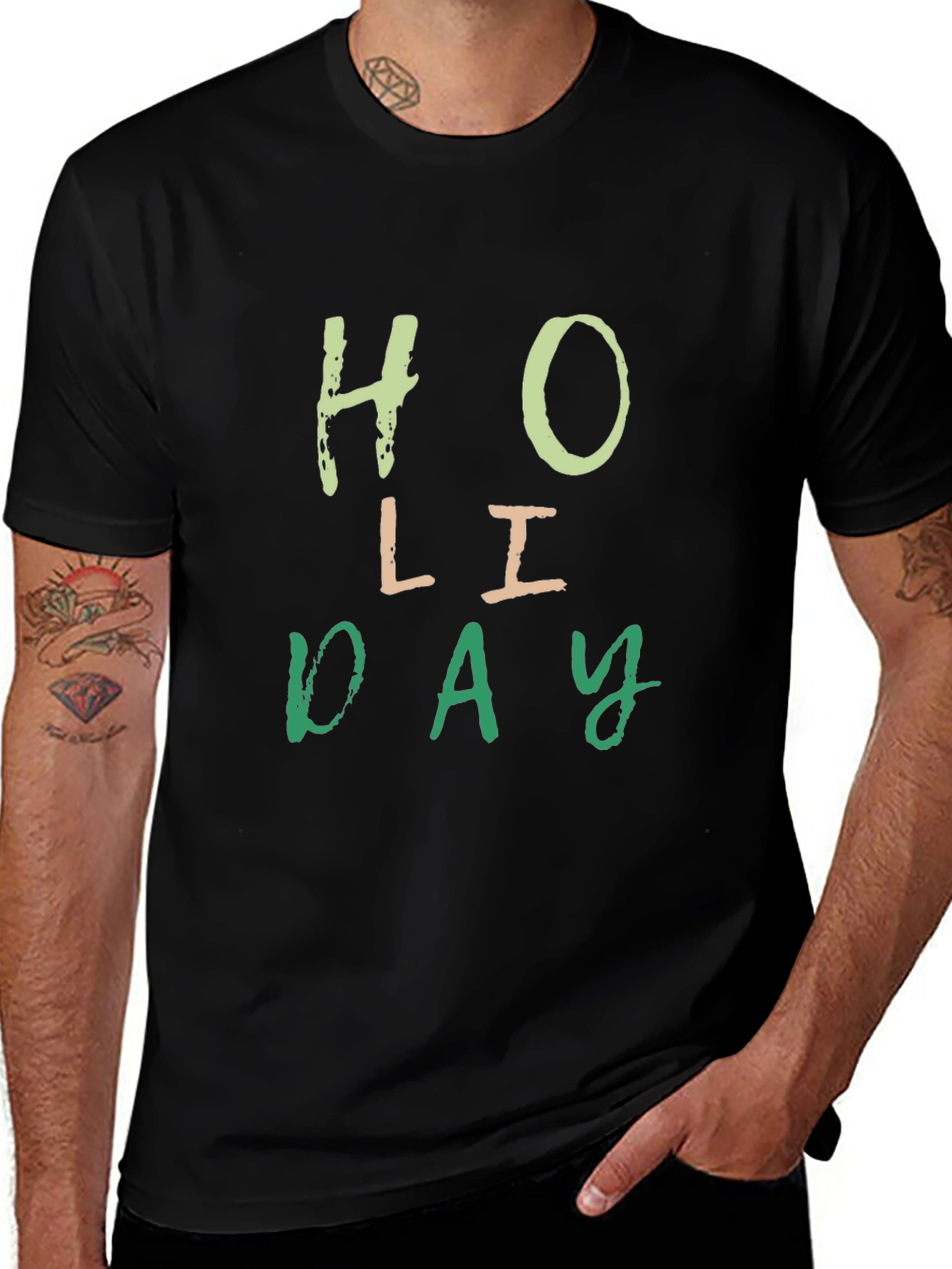 Holiday Graphic T-Shirt - Black Cotton Tee