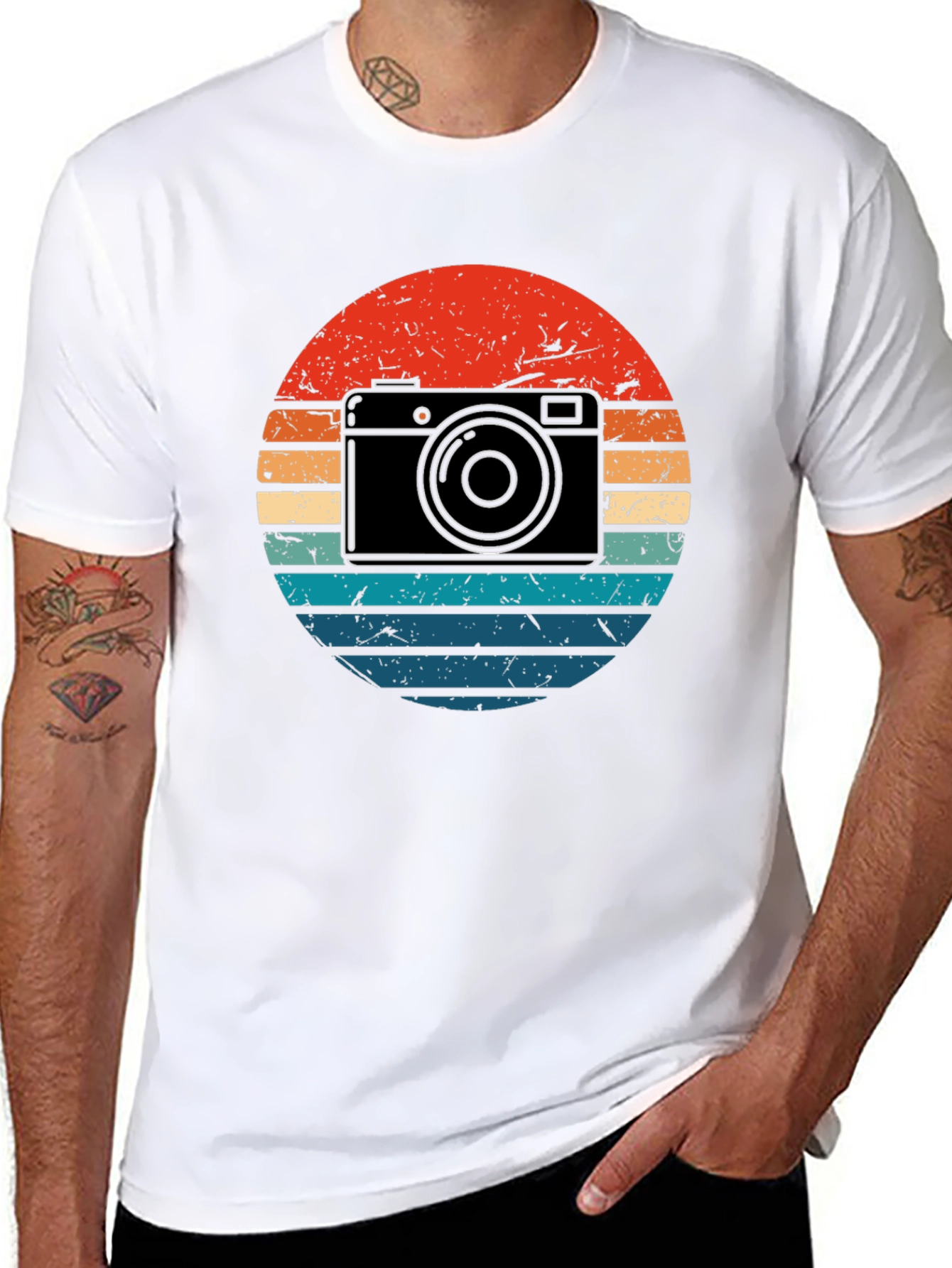 Retro Camera Sunset Graphic T-Shirt