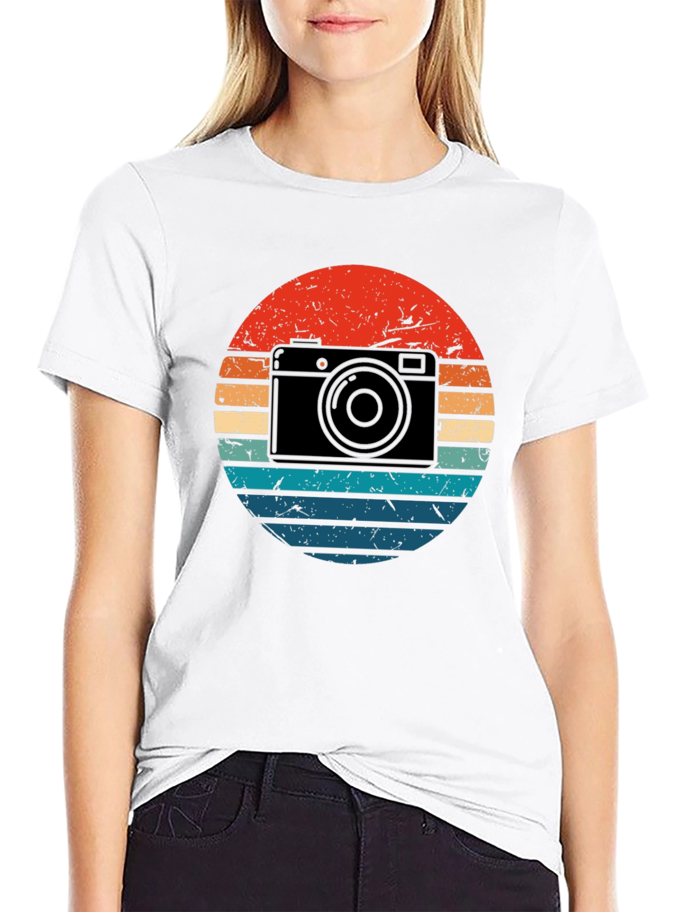 Retro Camera Sunset Graphic T-Shirt