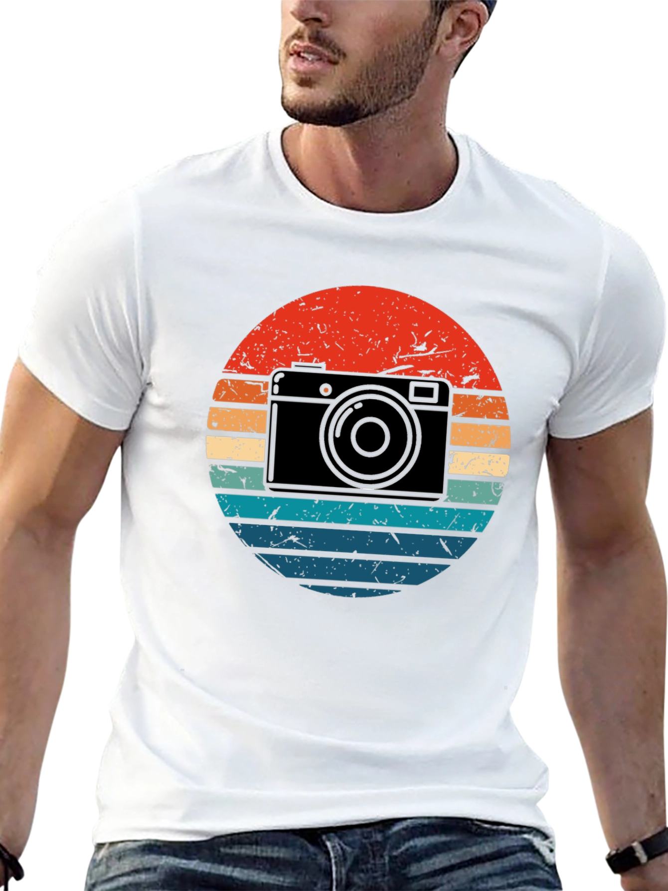 Retro Camera Sunset Graphic T-Shirt