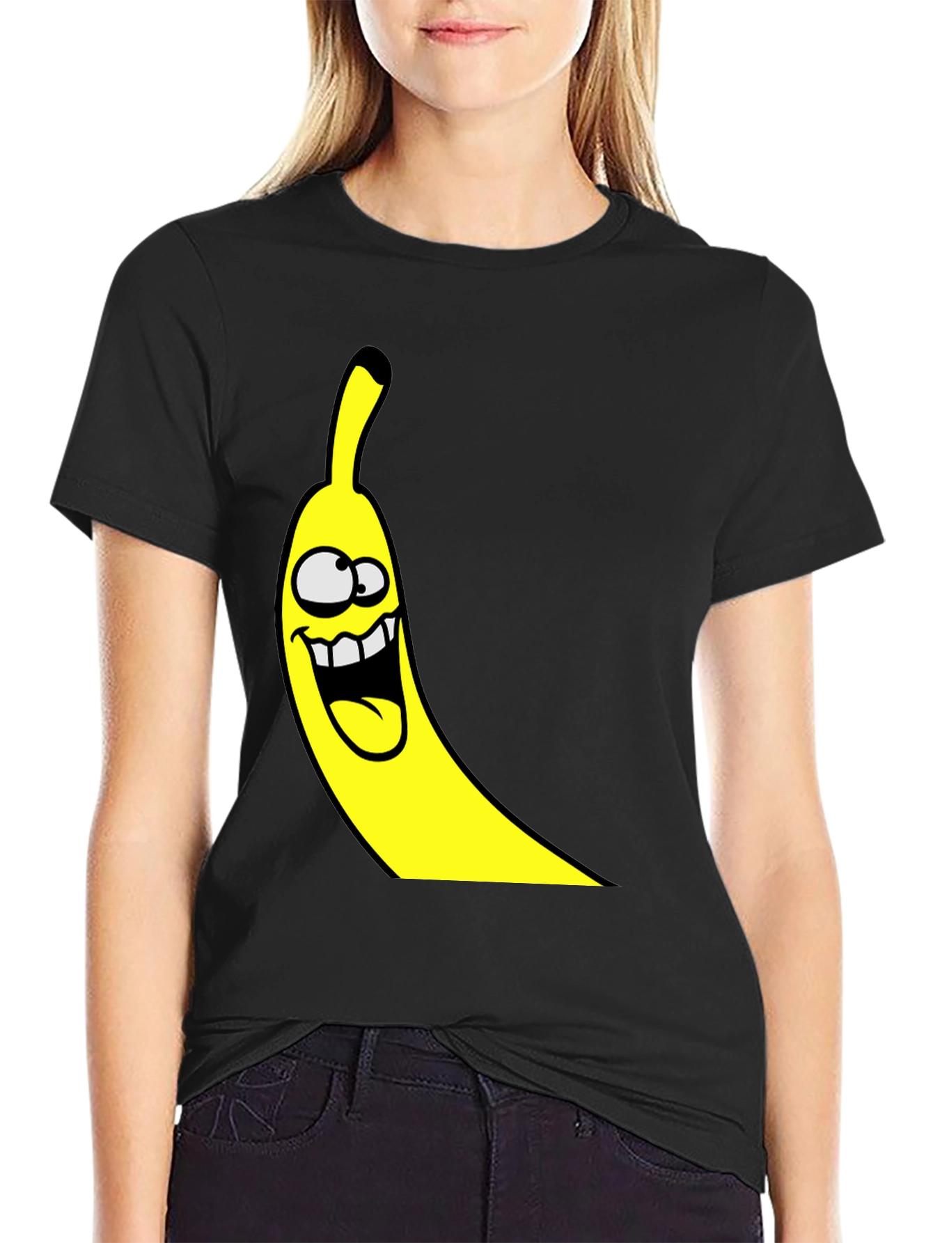 Funny Banana Graphic Tee - Black Cotton T-Shirt
