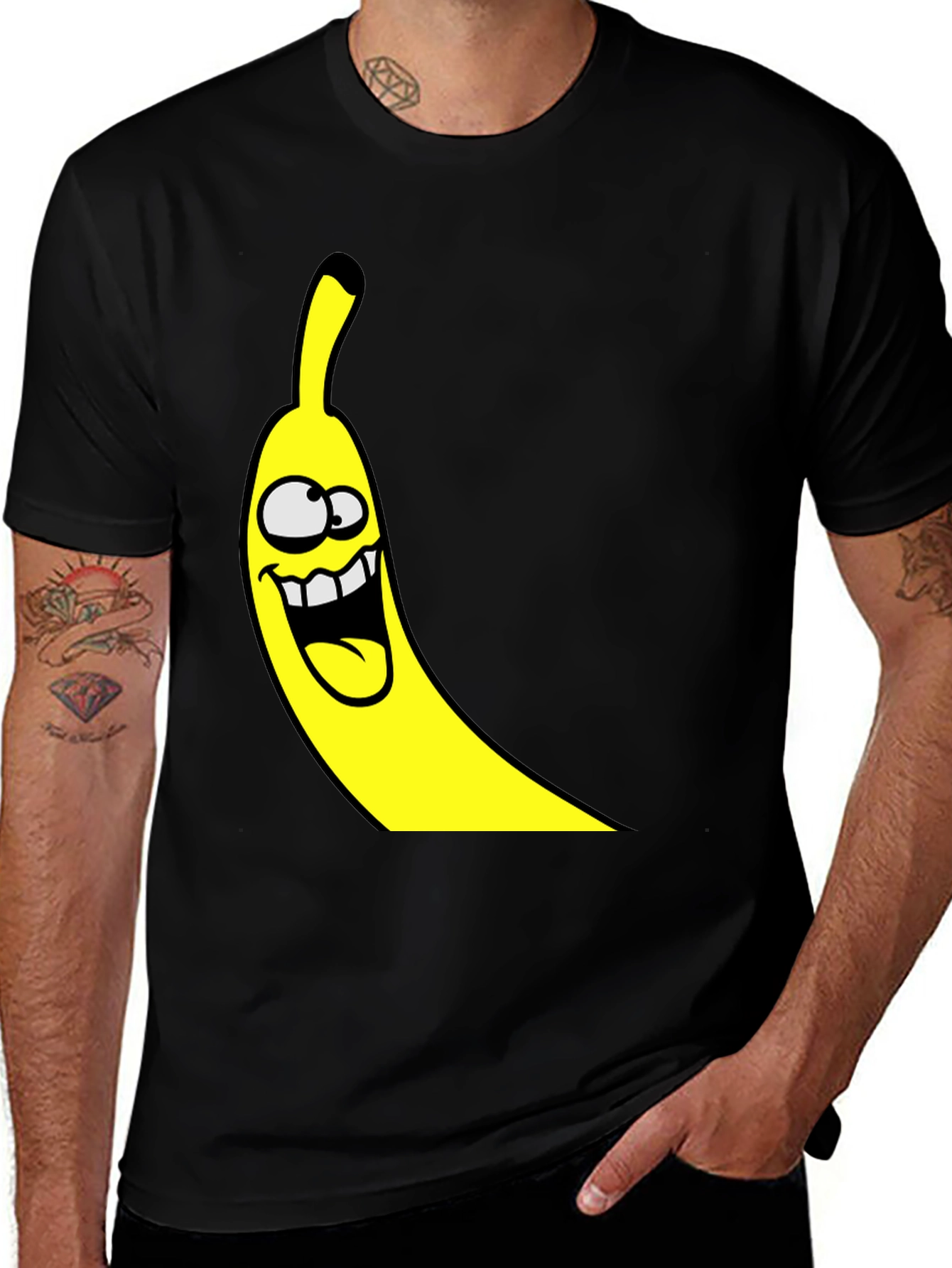 Funny Banana Graphic Tee - Black Cotton T-Shirt