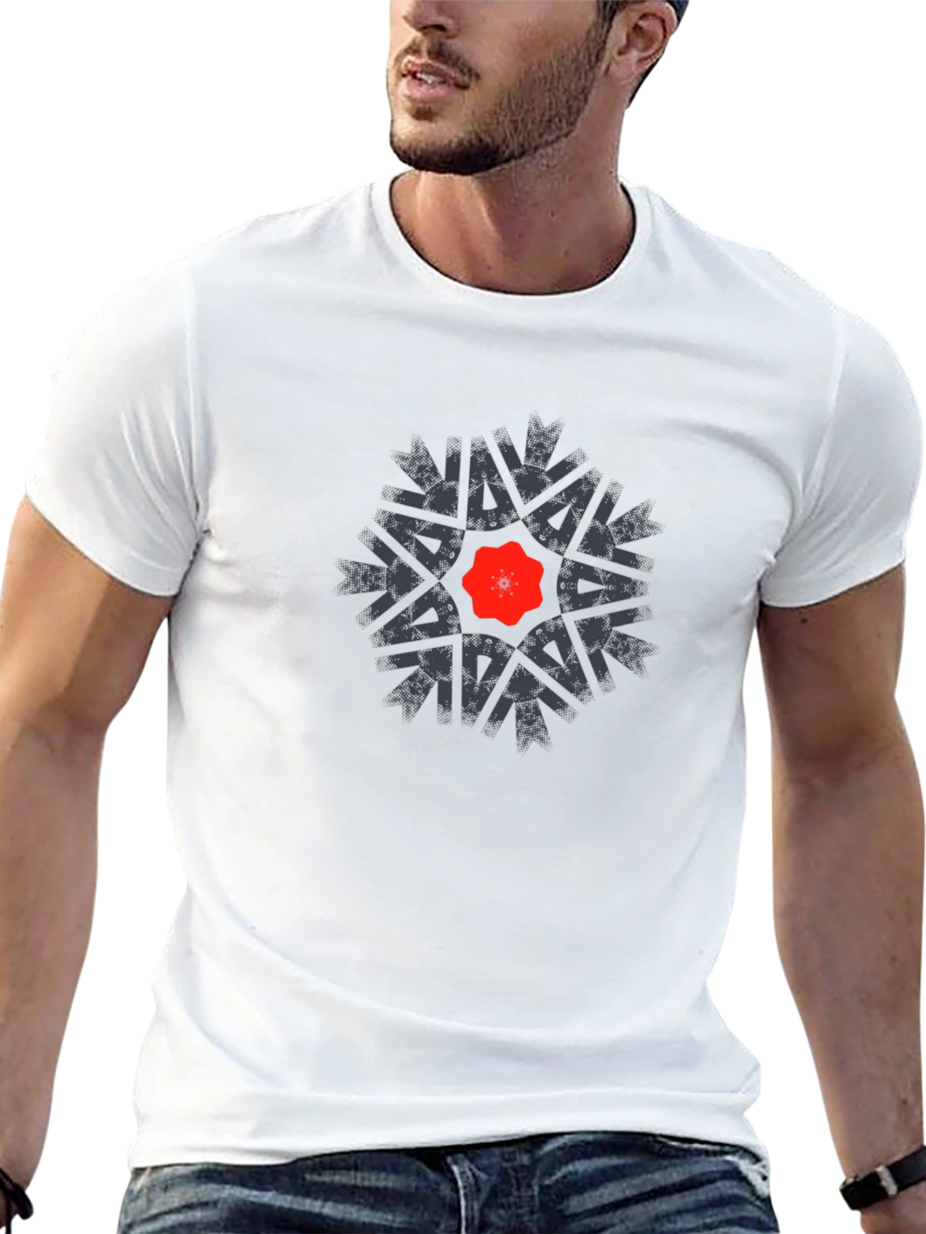 Geometric Graphic Tee - Modern Print Black T-Shirt